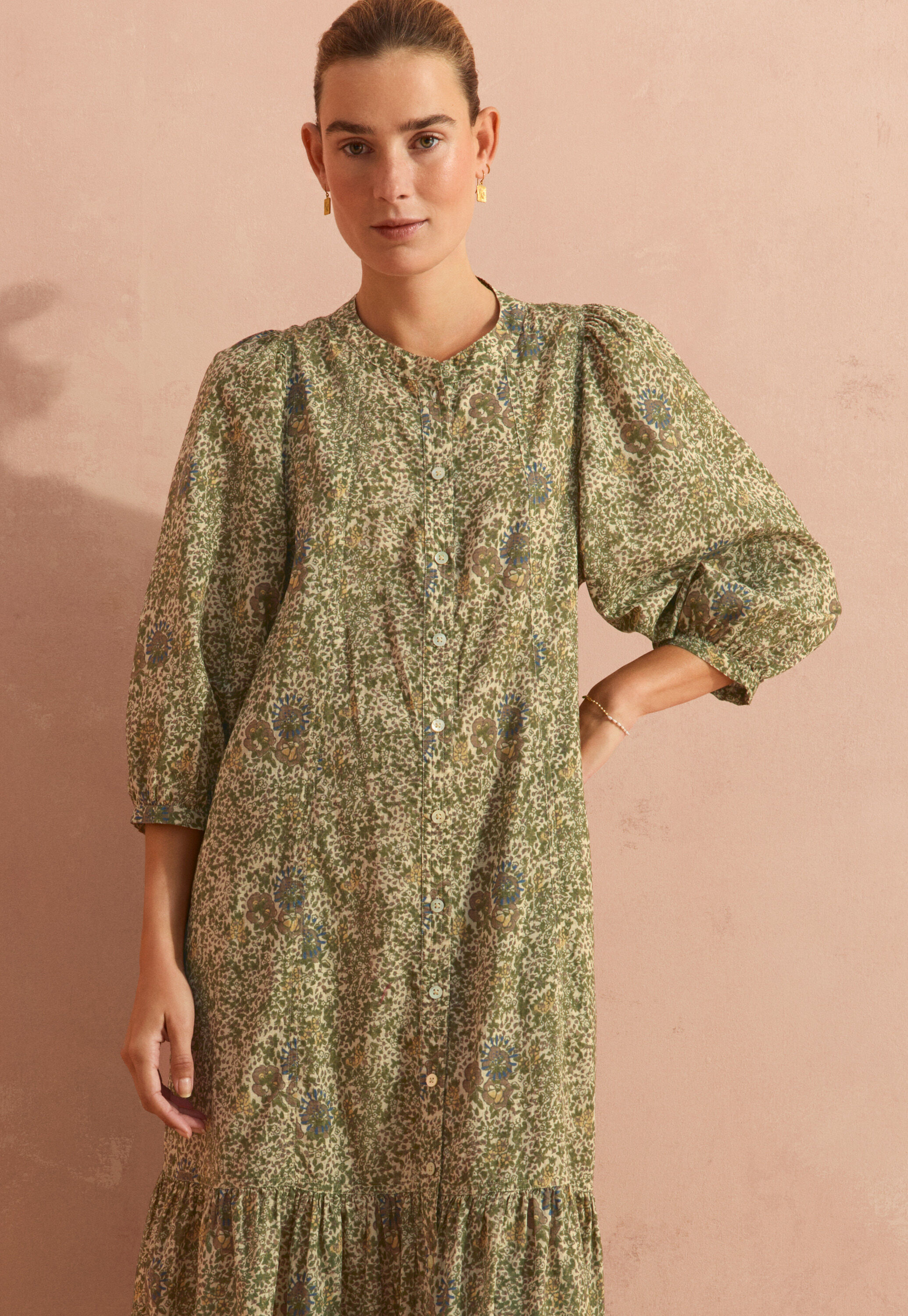 Boho border-placement dress