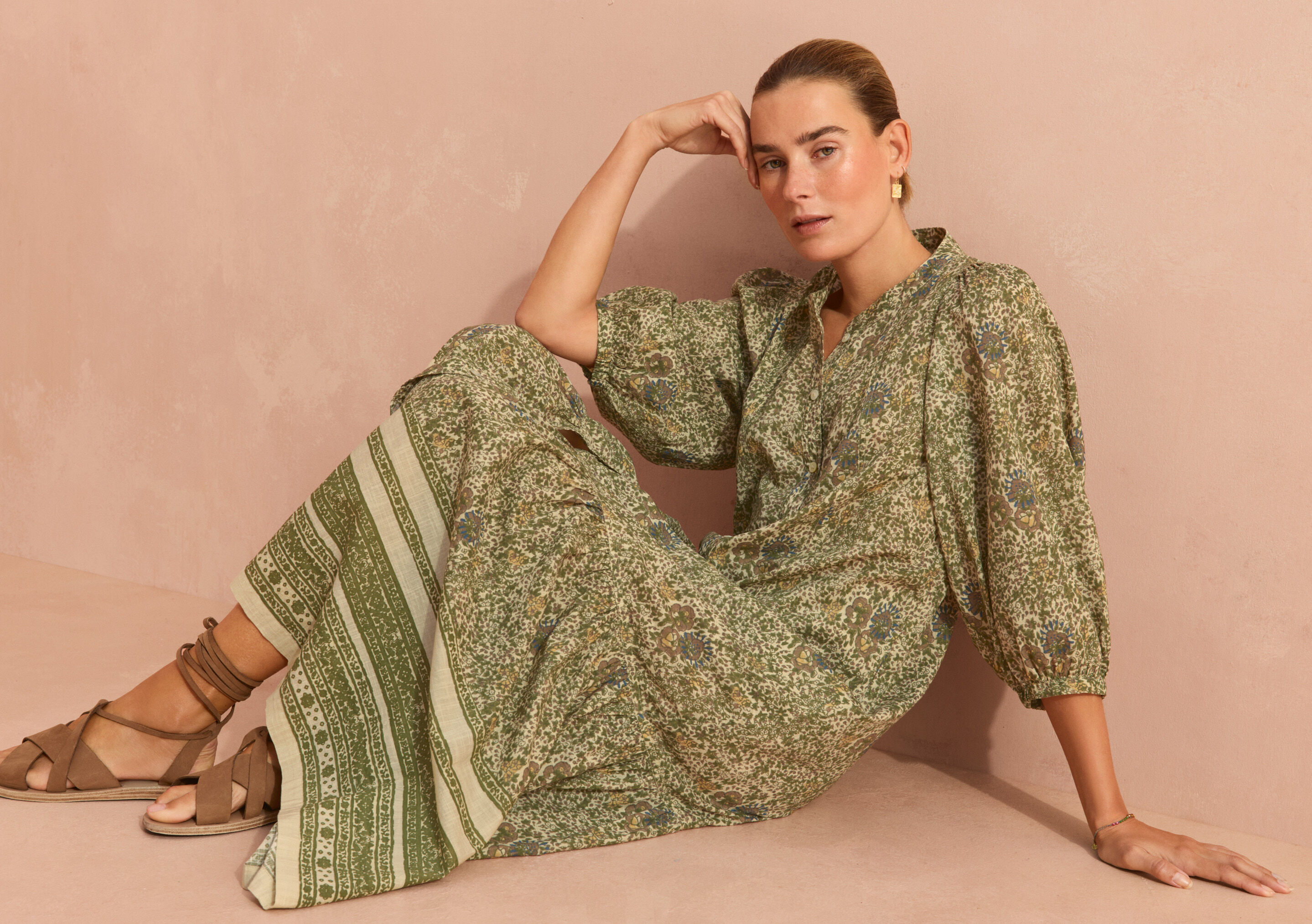 Boho border-placement dress