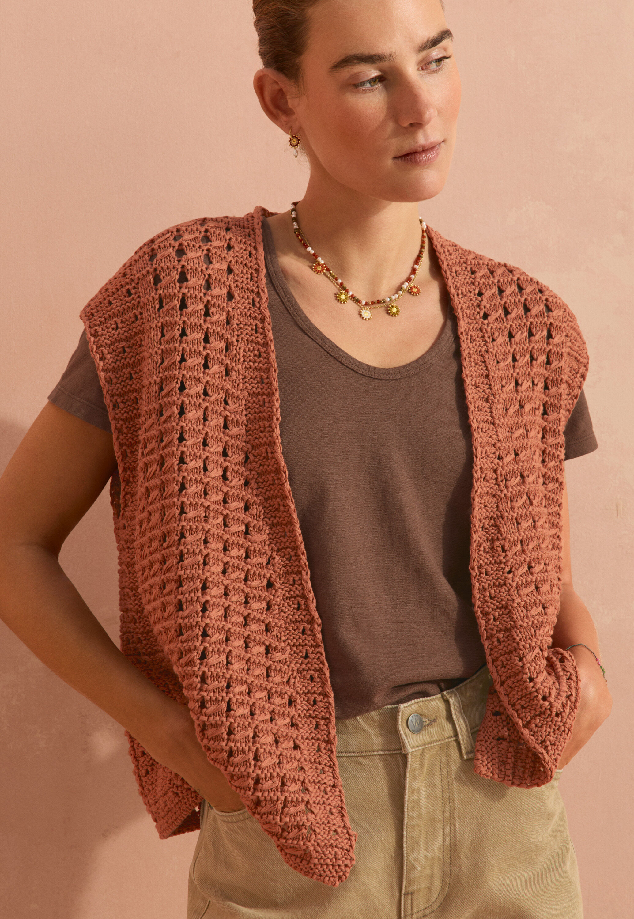 Crochet-stitch waistcoat