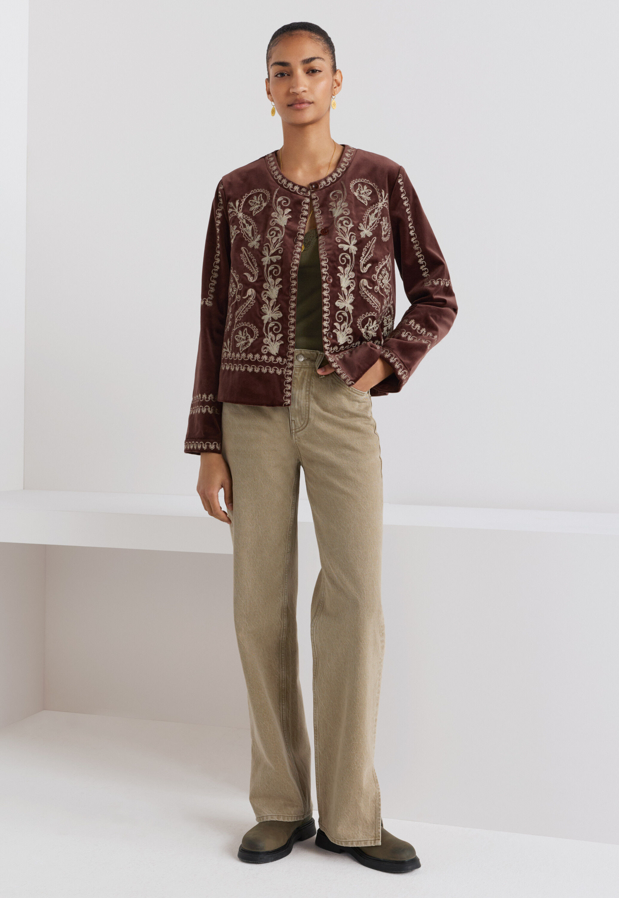 Embroidered velvet jacket, Port, large