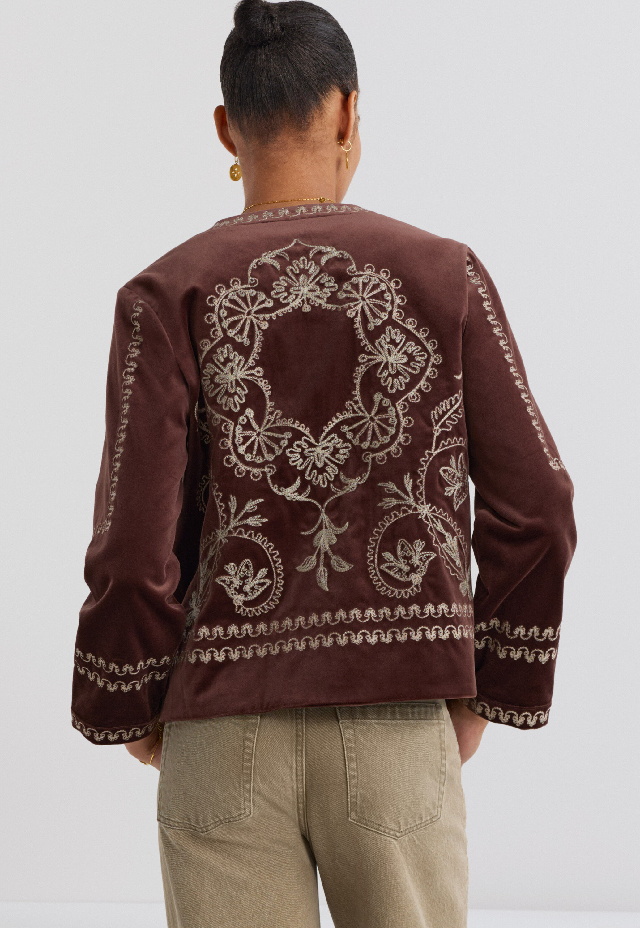 Embroidered velvet jacket, Port, large