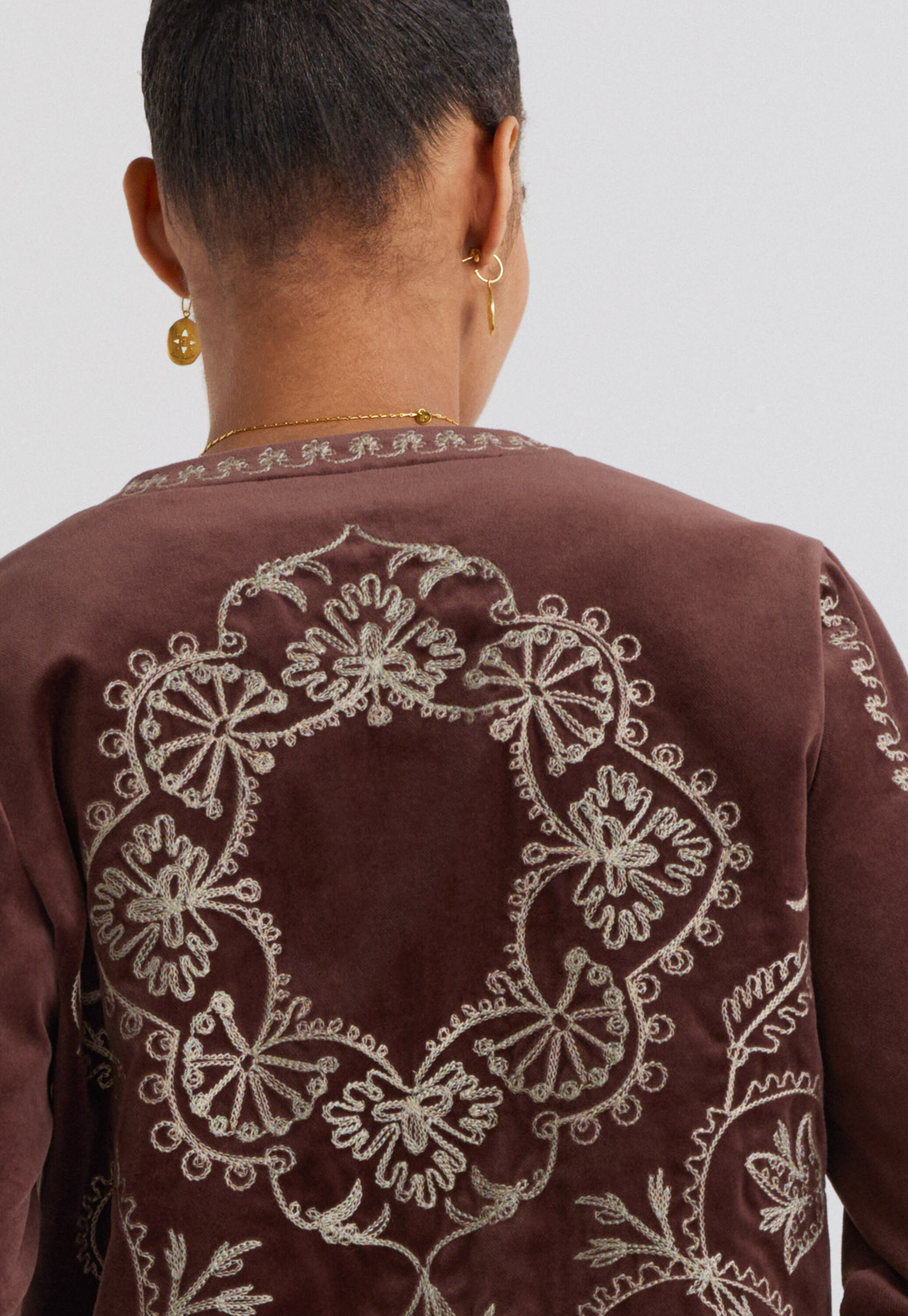 Embroidered velvet jacket