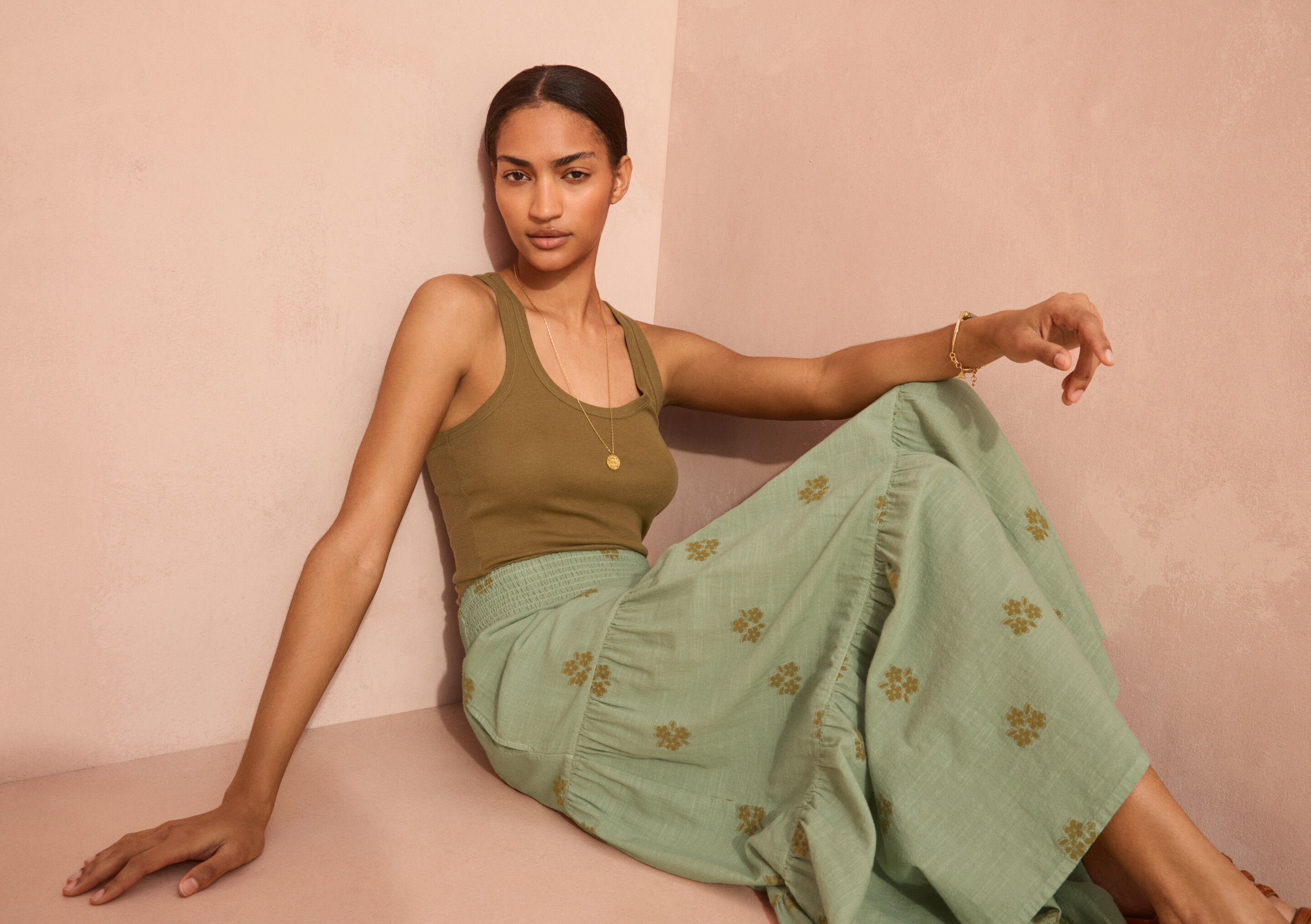 Tiered daisy jacquard skirt