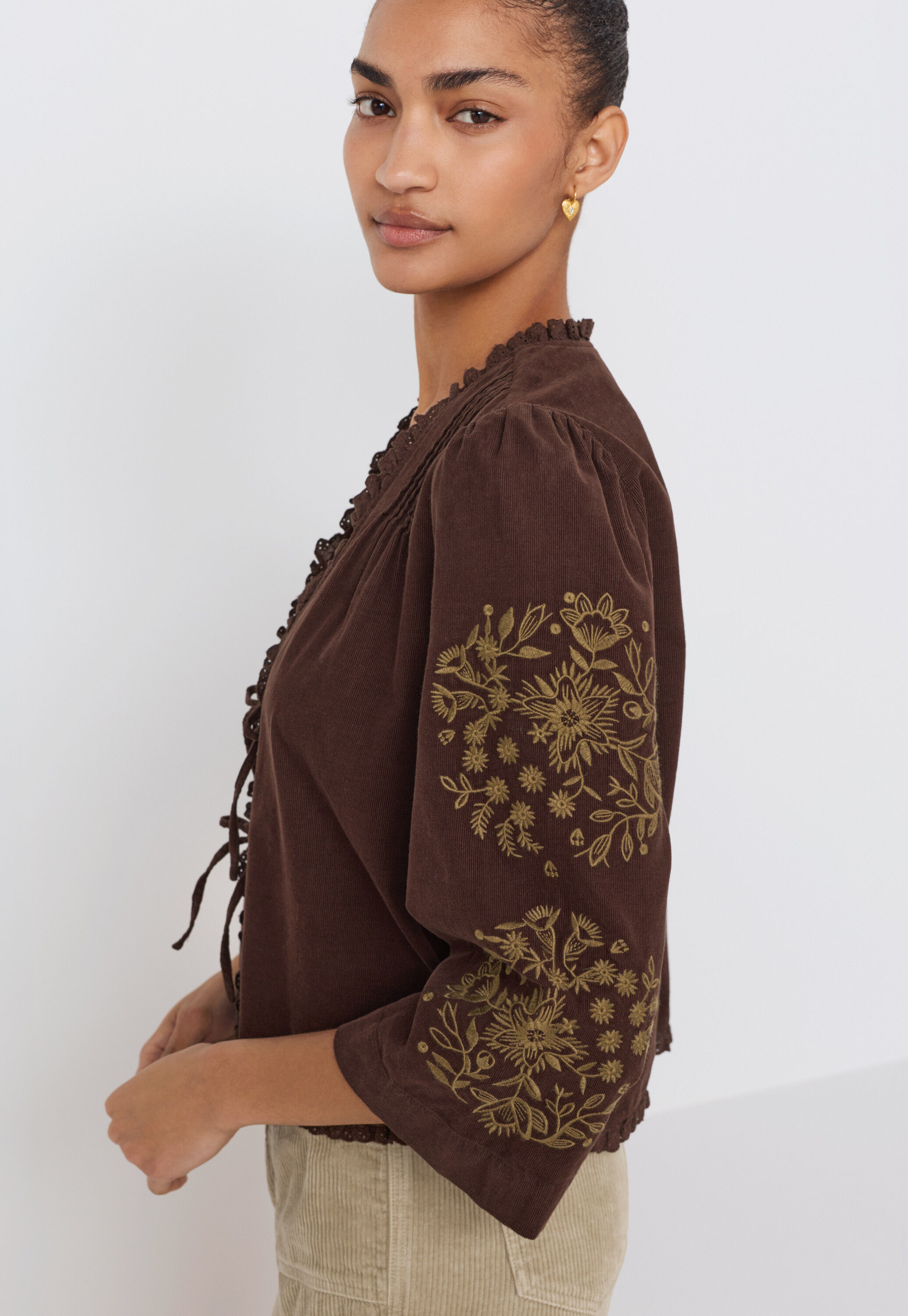 Tie-front cord top