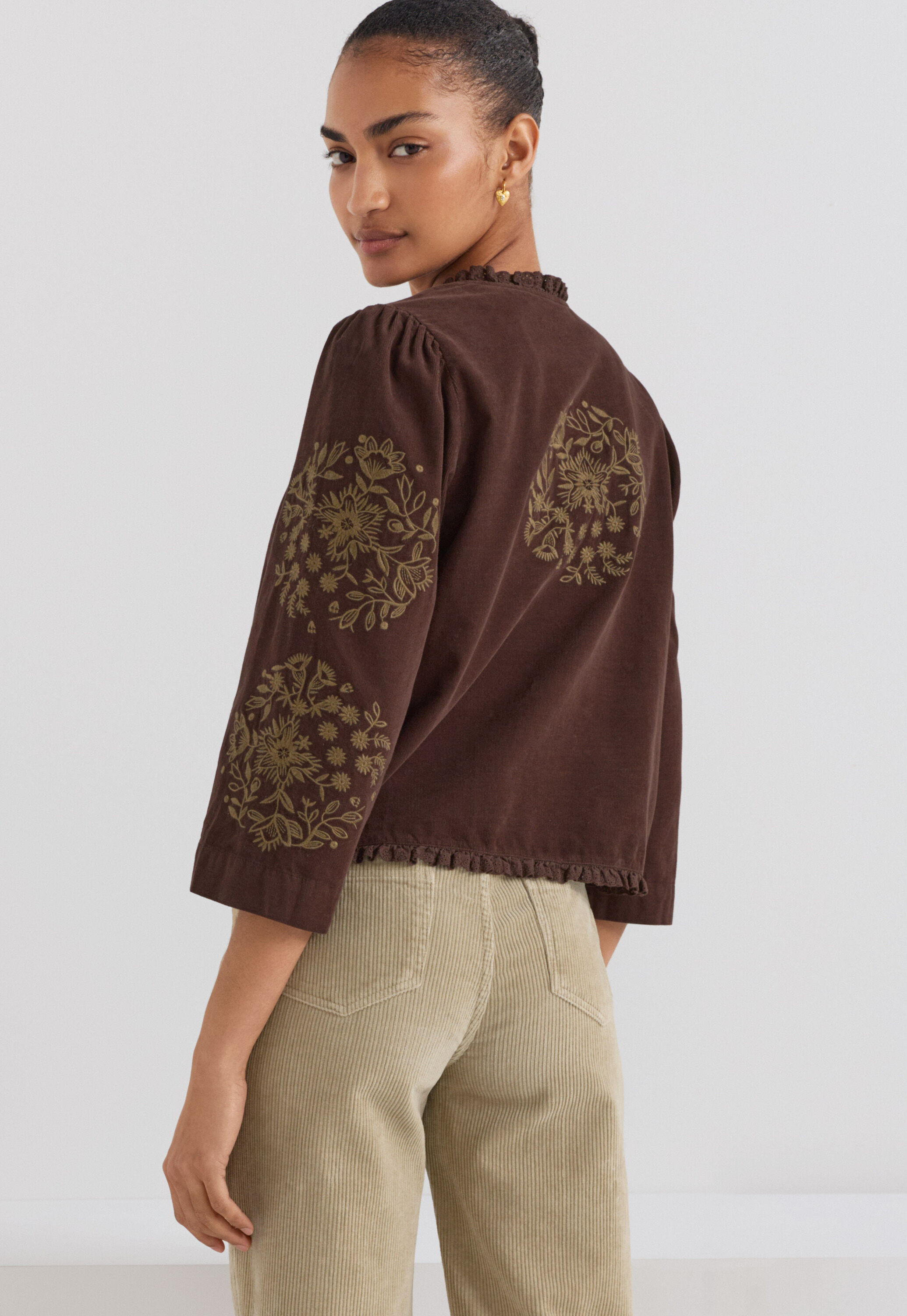 Tie-front cord top, Espresso, large