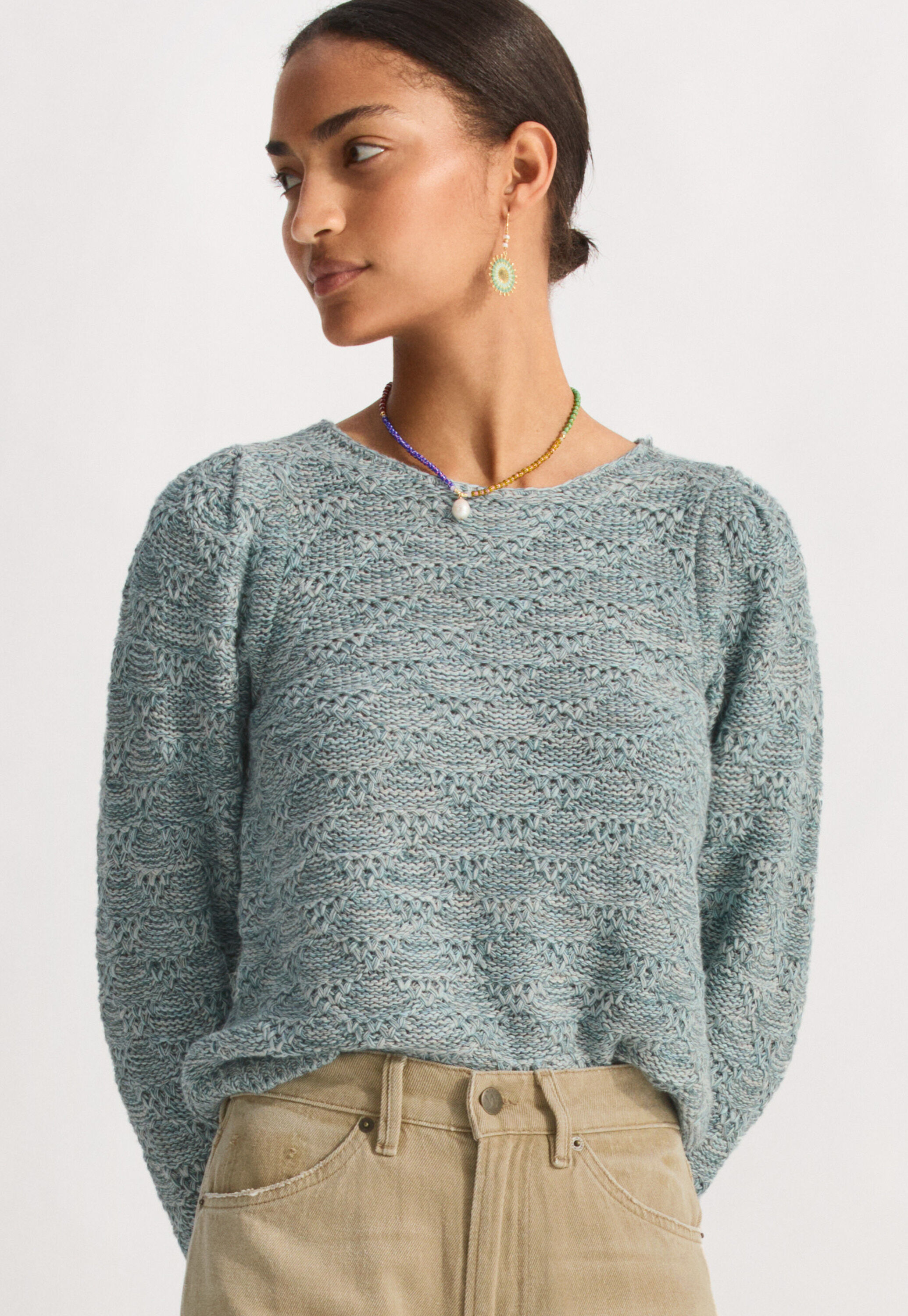 Lace-stitch sweater