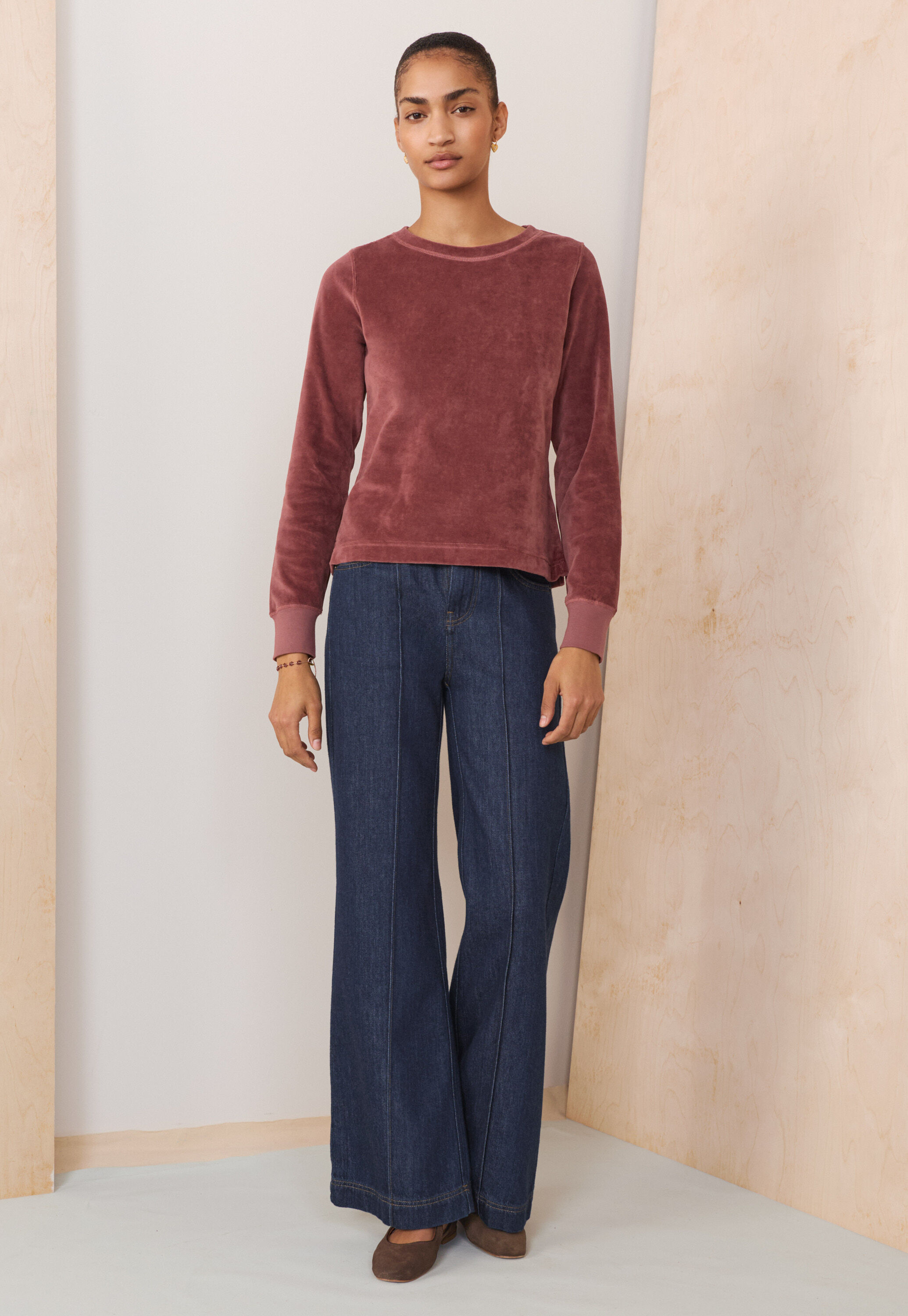 Velour top, Grape, large