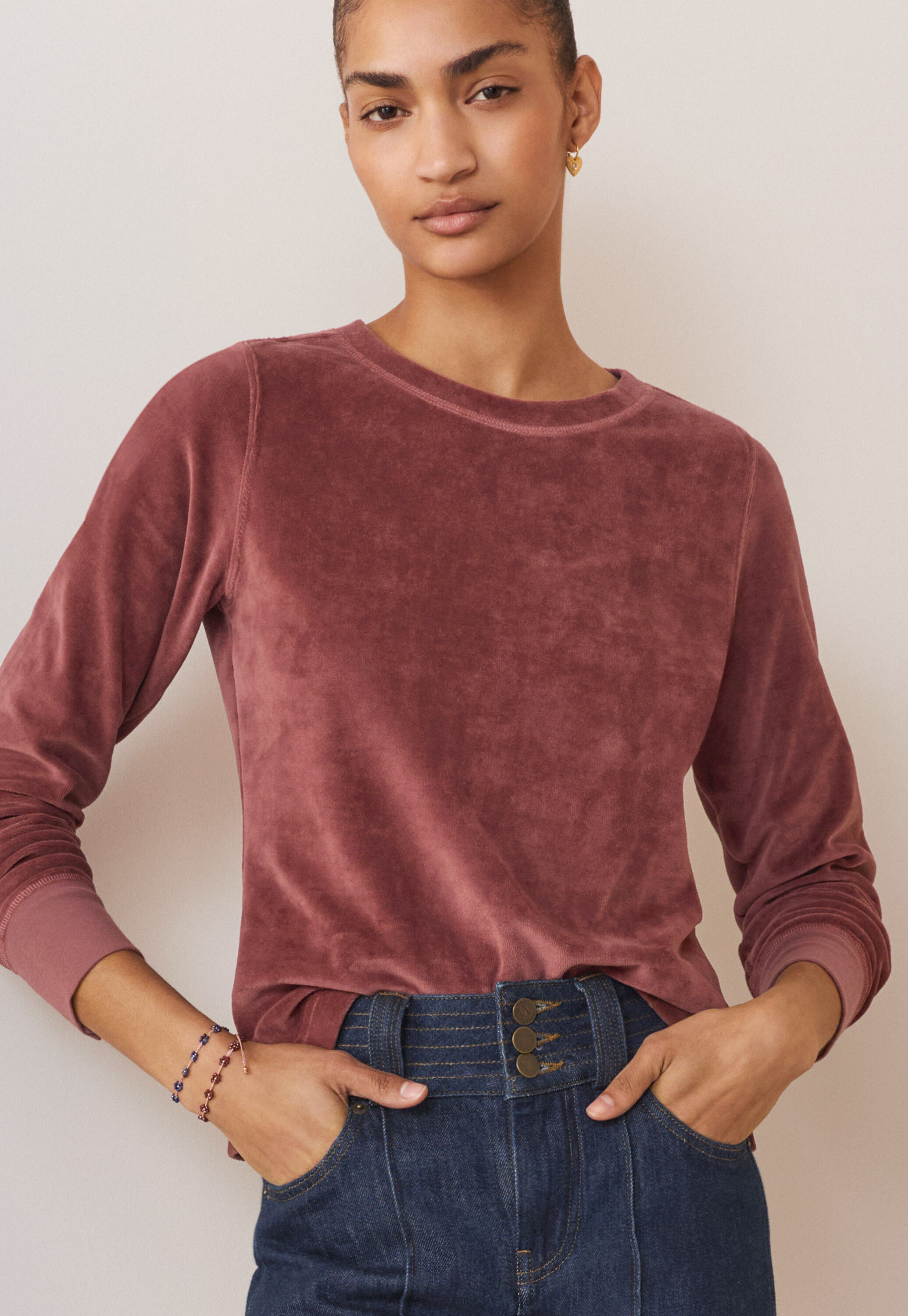 Velour top, Grape, large