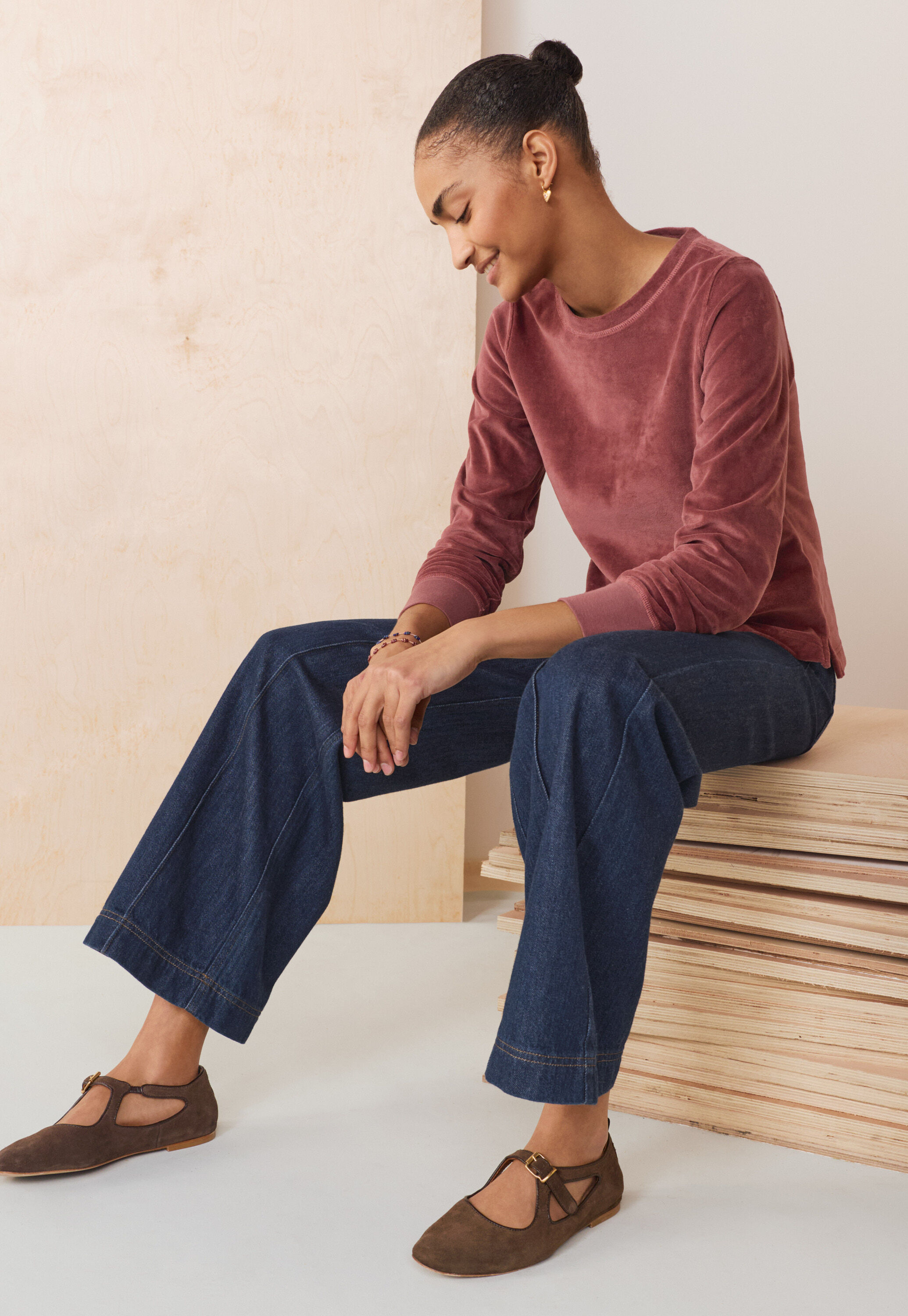Velour top, Grape, large