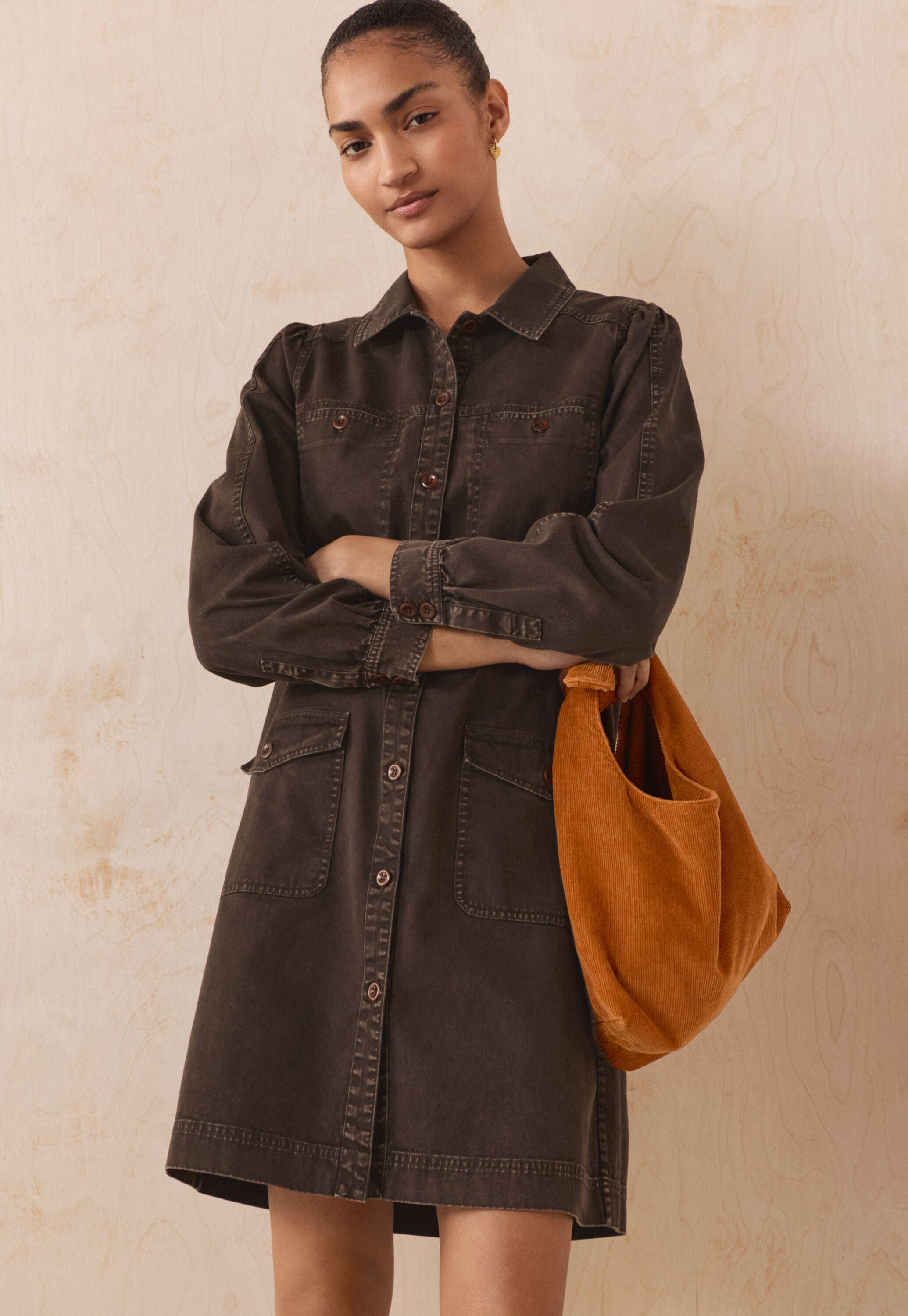 Cord tie-handle bag, Rust, large