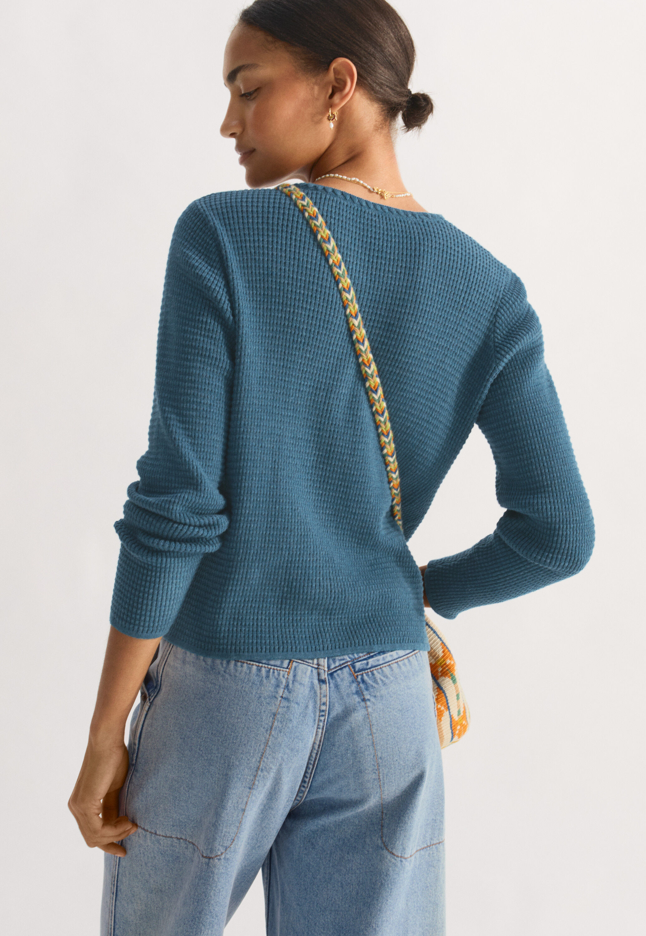 Waffle-stitch cardigan