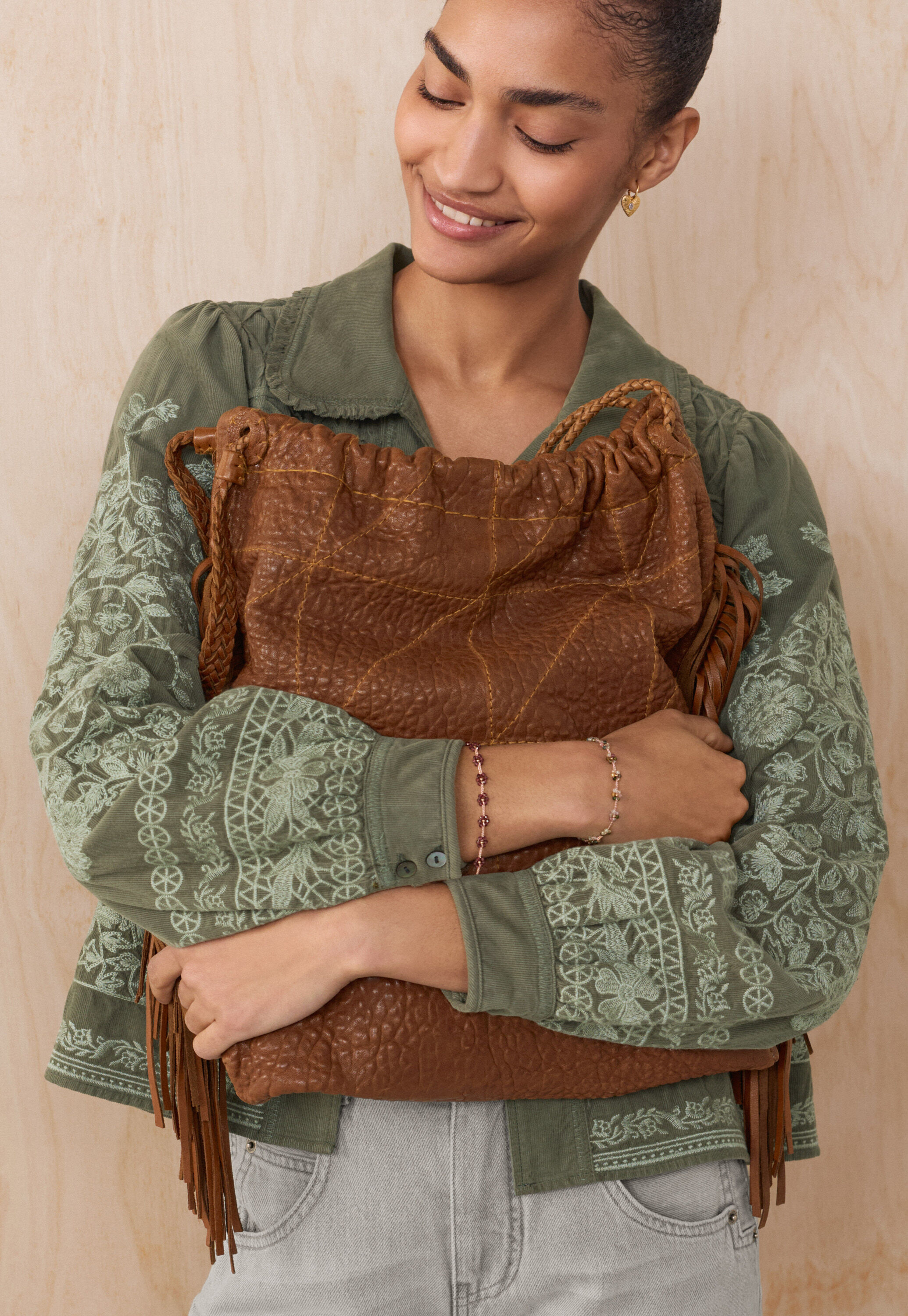 Embroidered cord jacket