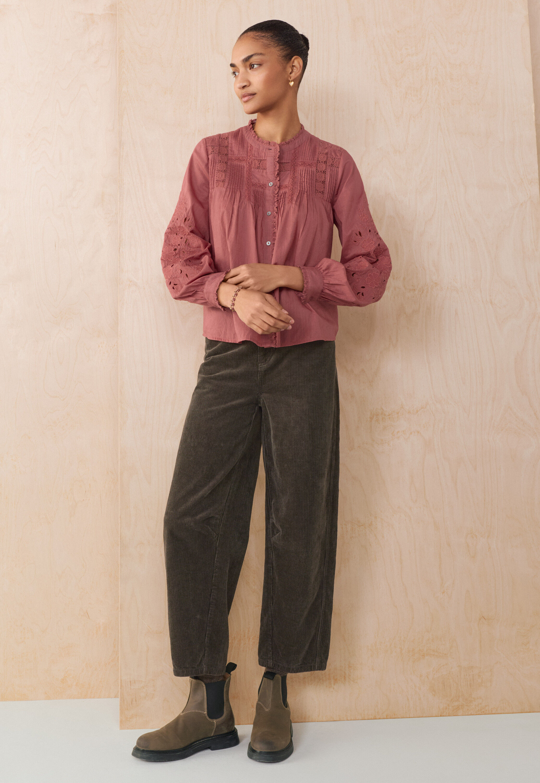 Lace pintuck blouse, Pink raspberry, large