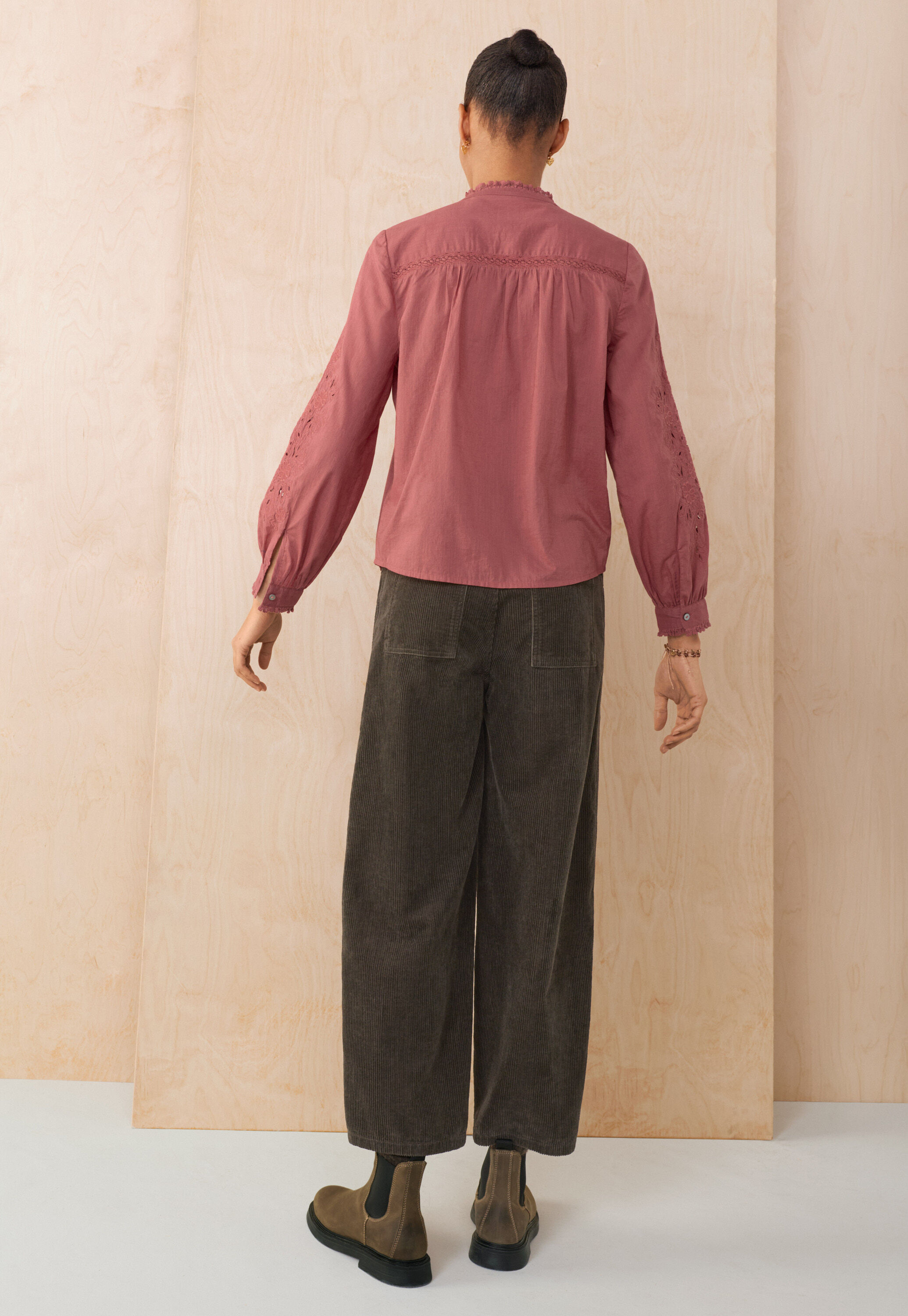 Lace pintuck blouse, Pink raspberry, large