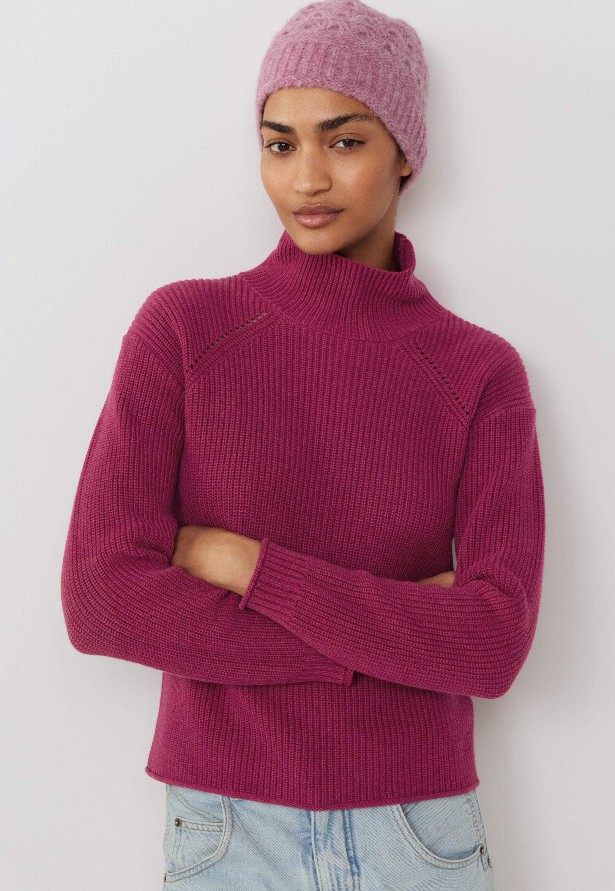 Lace-stitch sweater