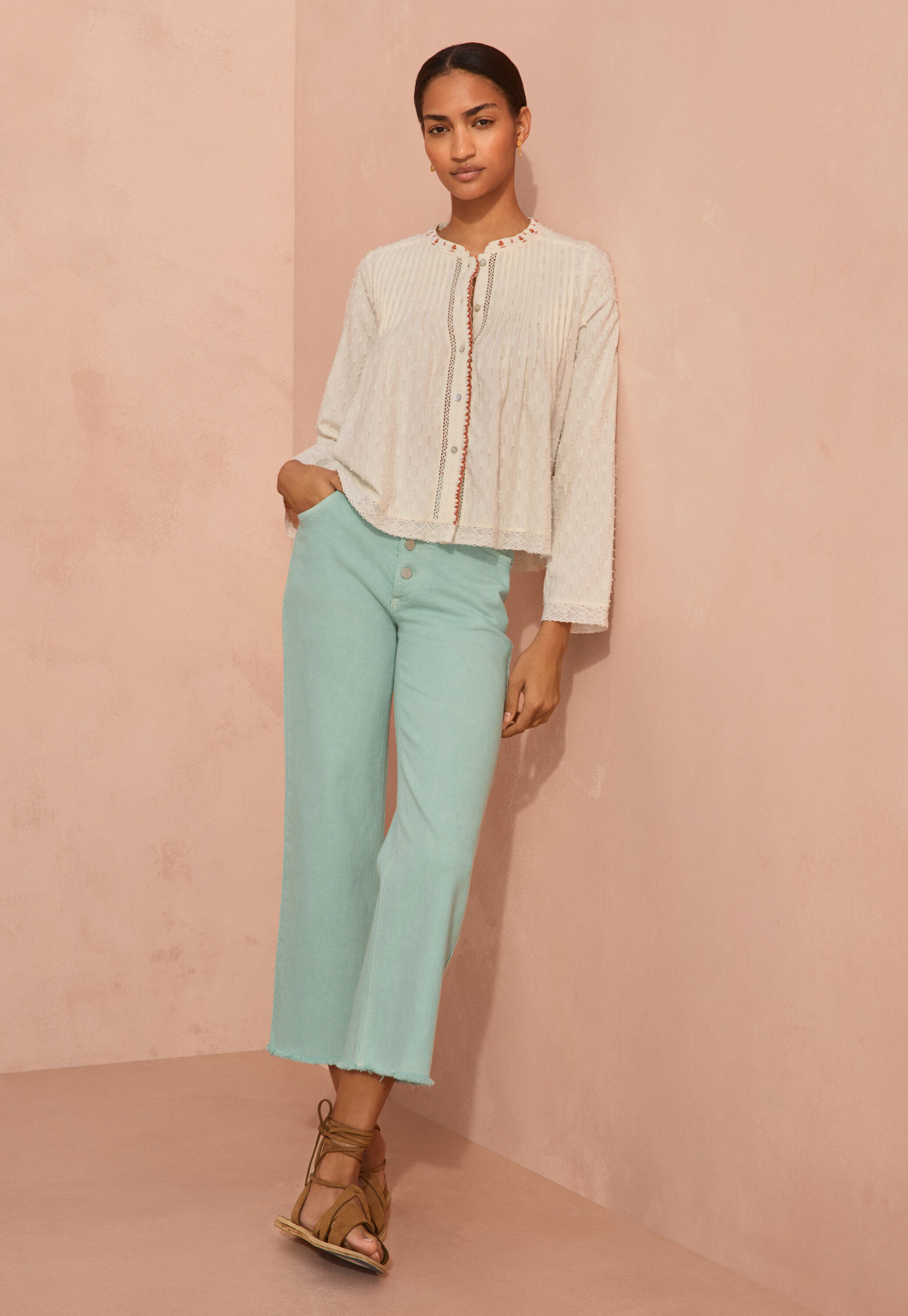 Wide-leg cord trousers