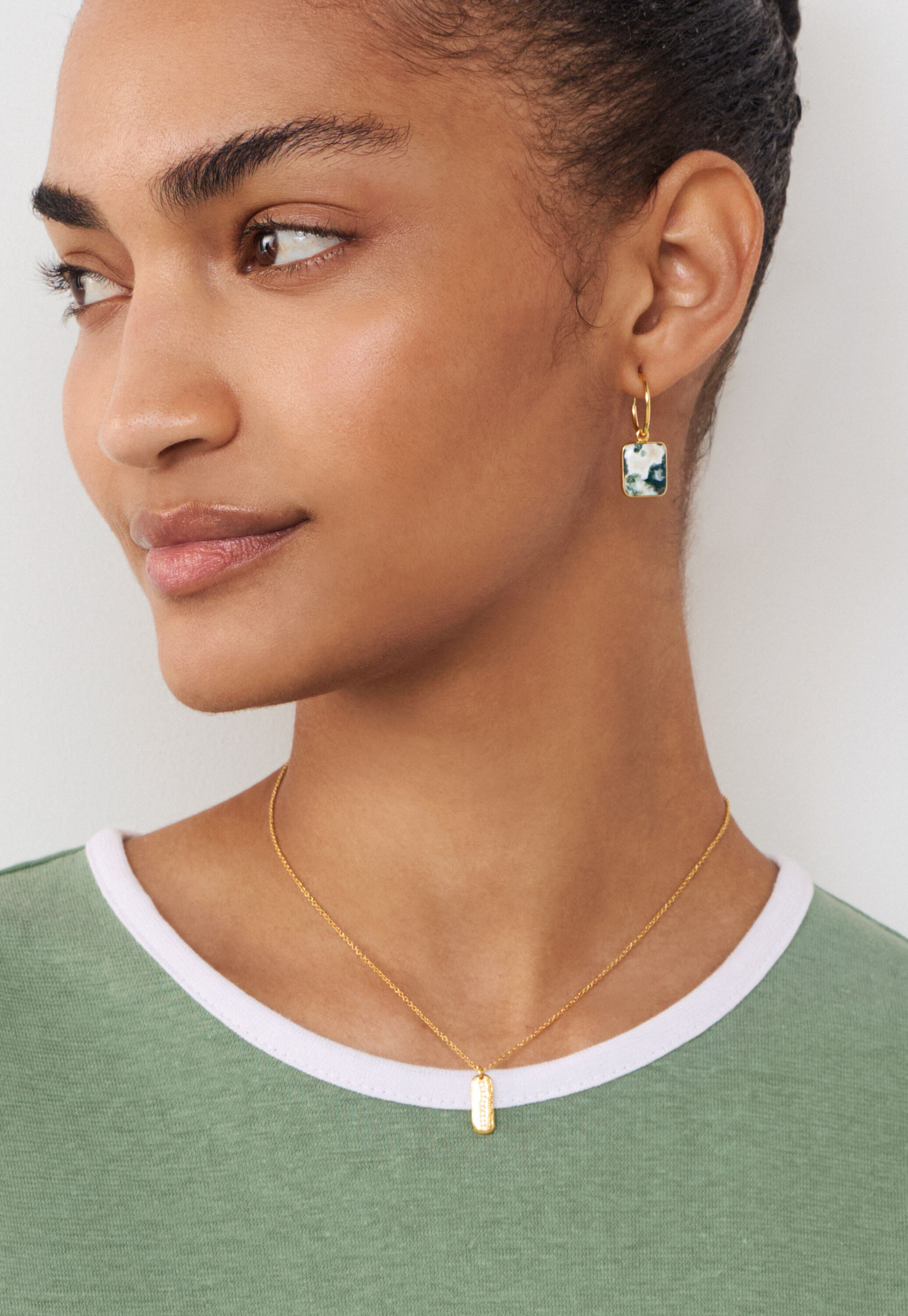 Marble hoop earrings, Gold, large