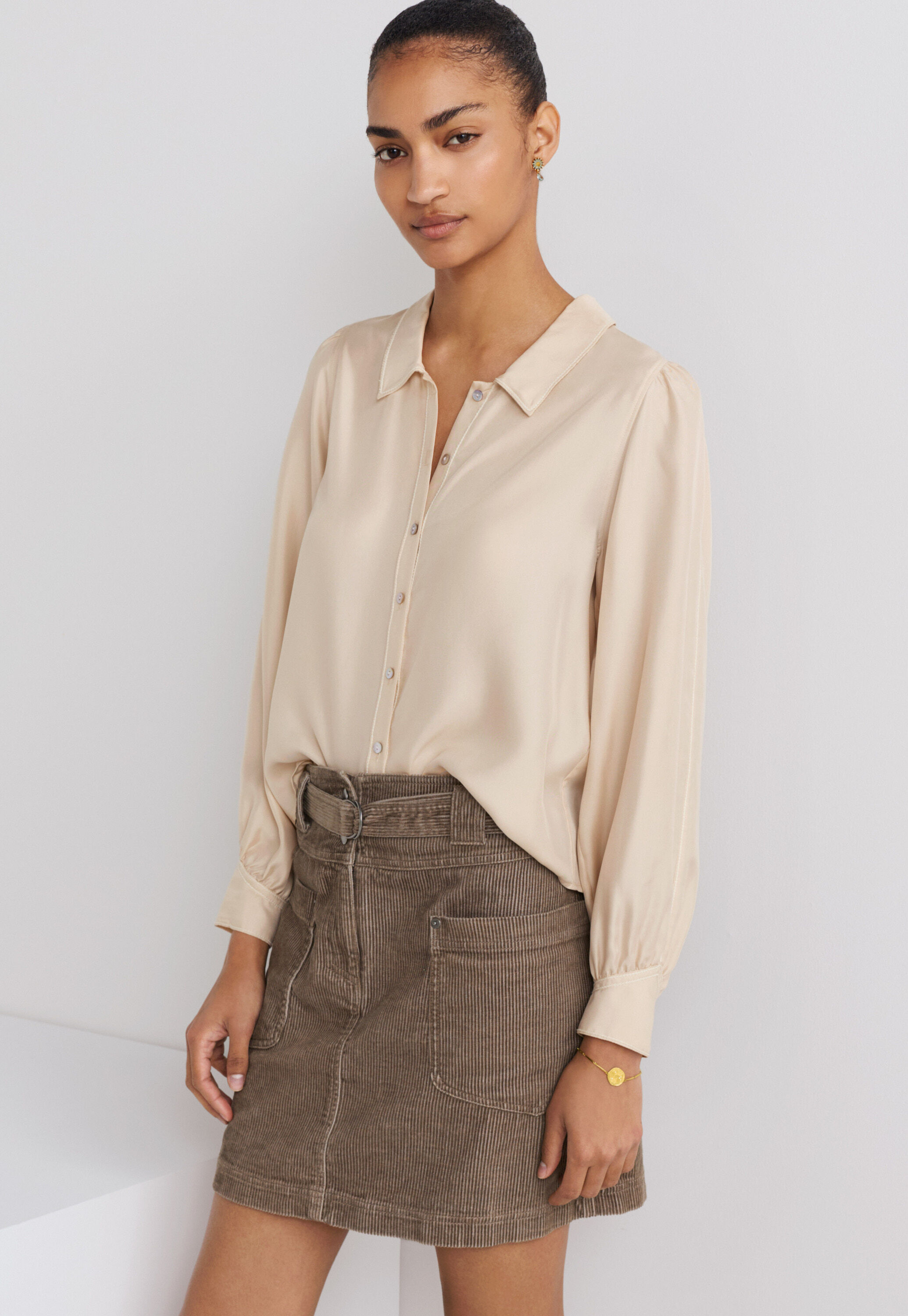 Stitch-detail blouse, Pearl, large