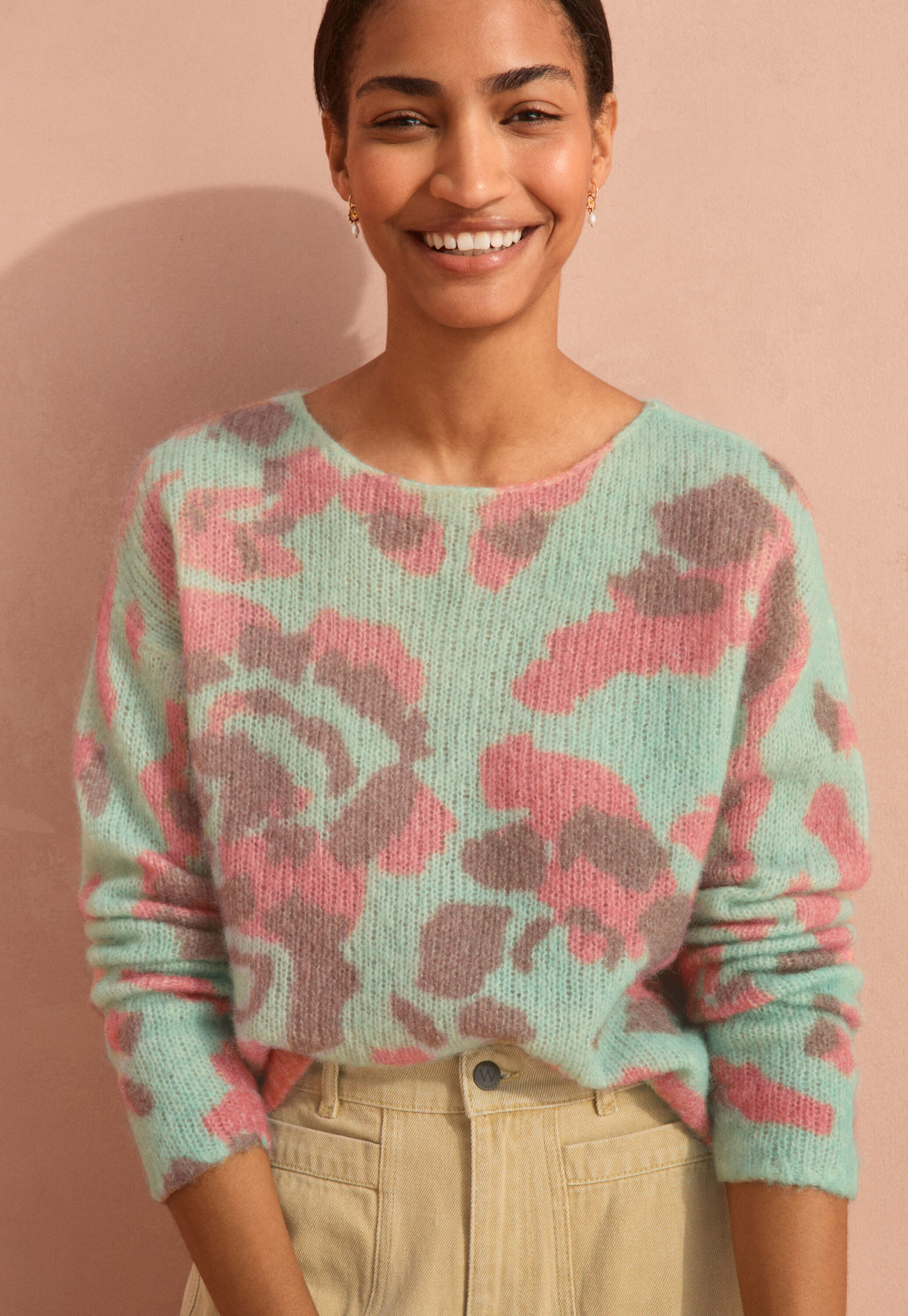 Lace-stitch sweater