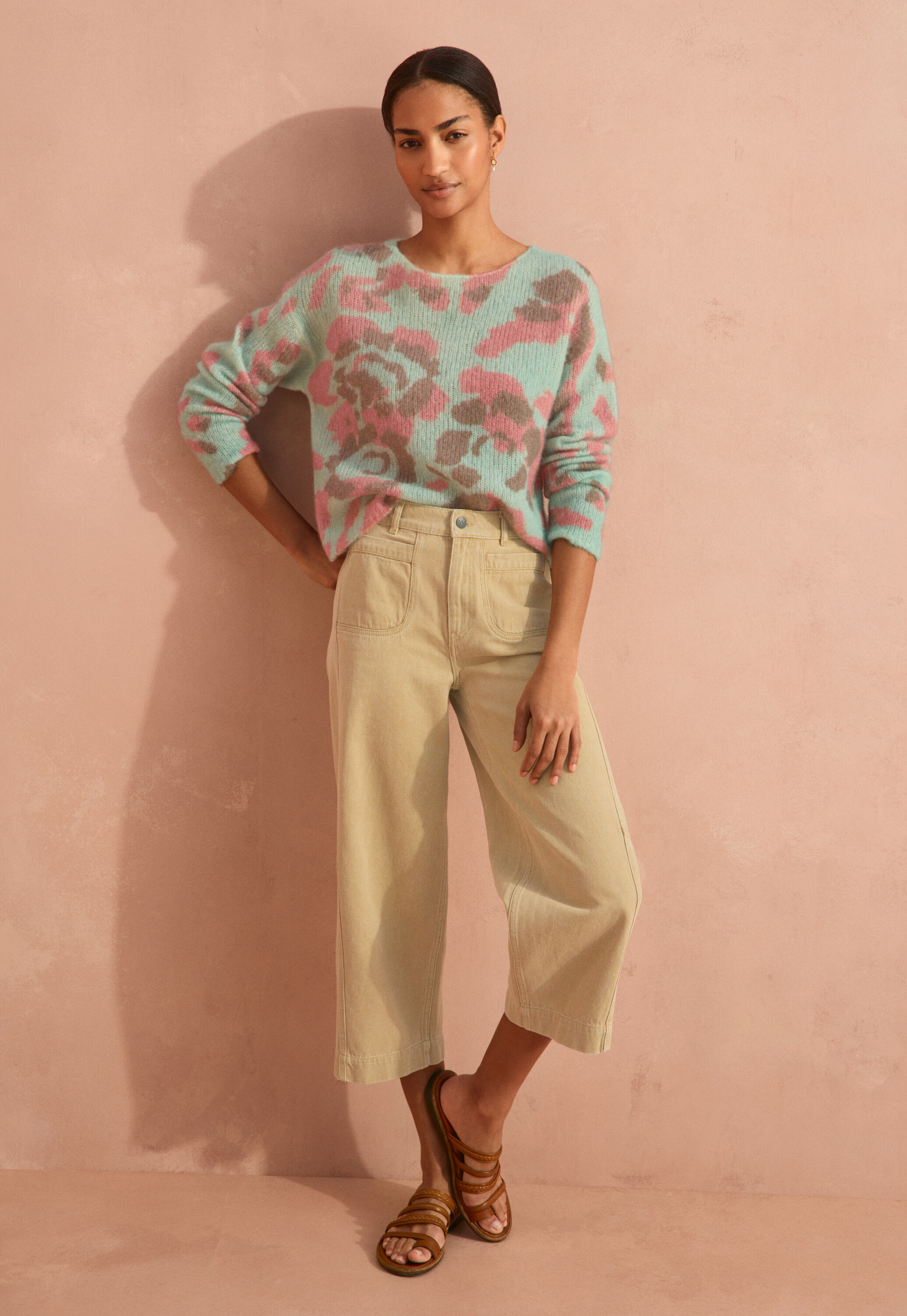 Wide-leg cord trousers