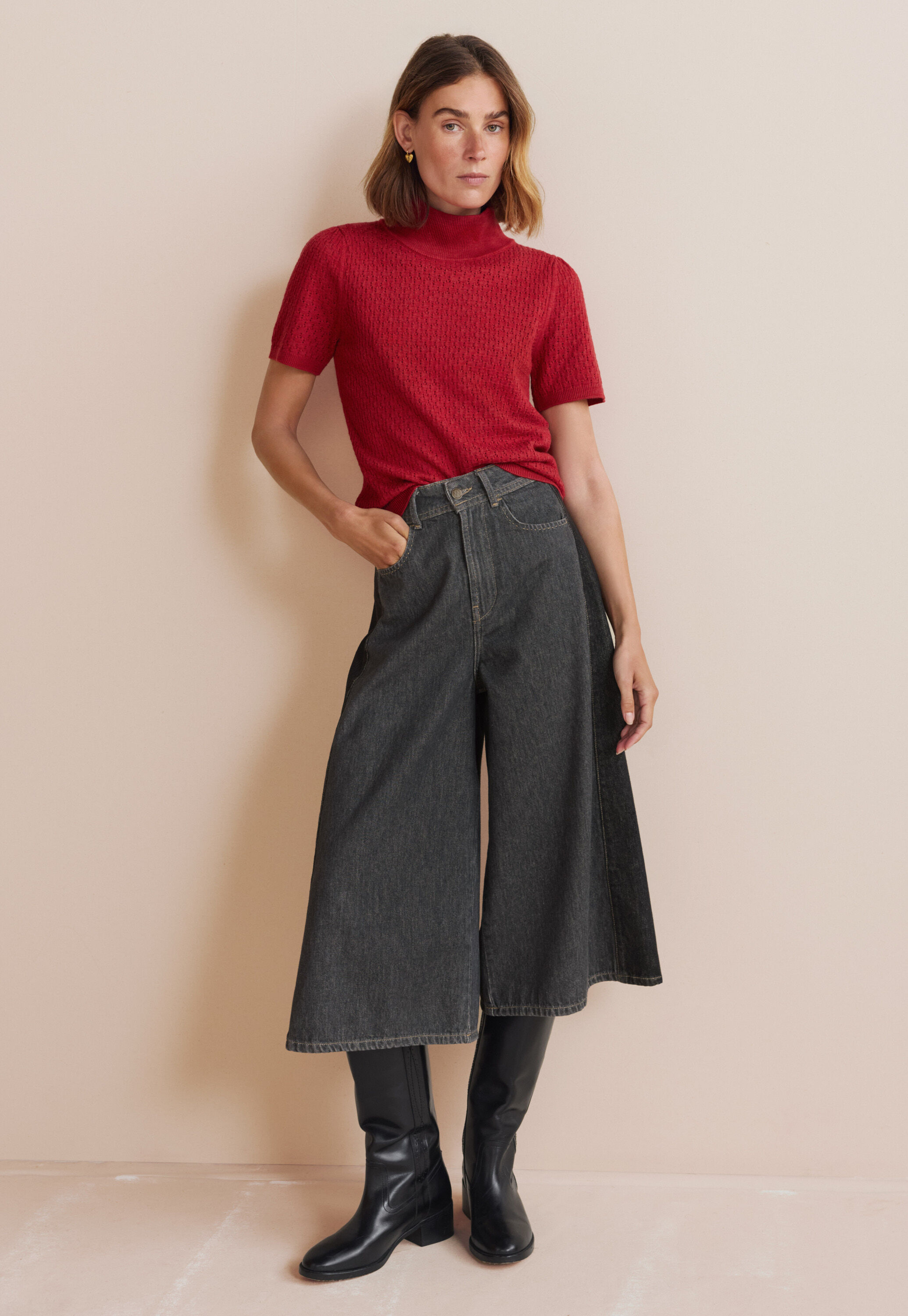 Denim Culottes, Grey wash, large