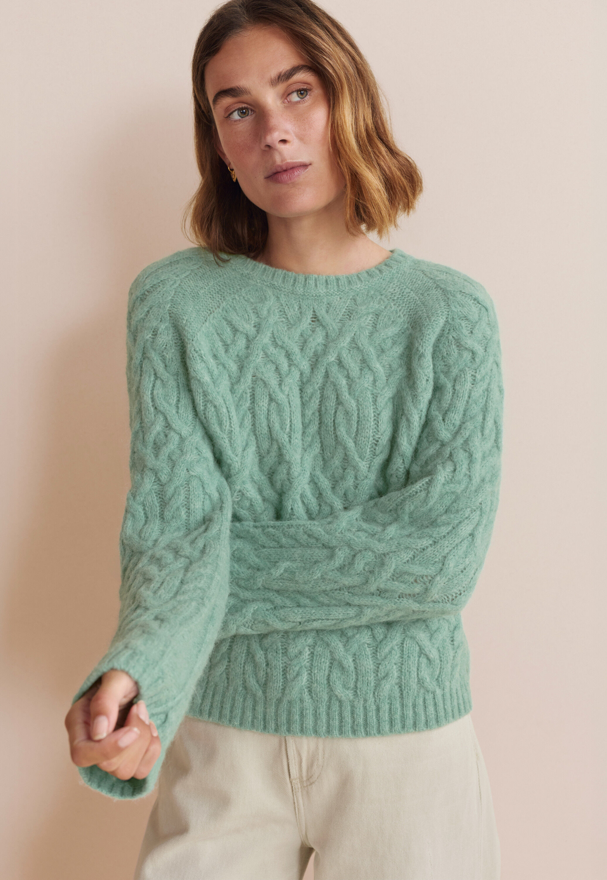 Lace-stitch sweater