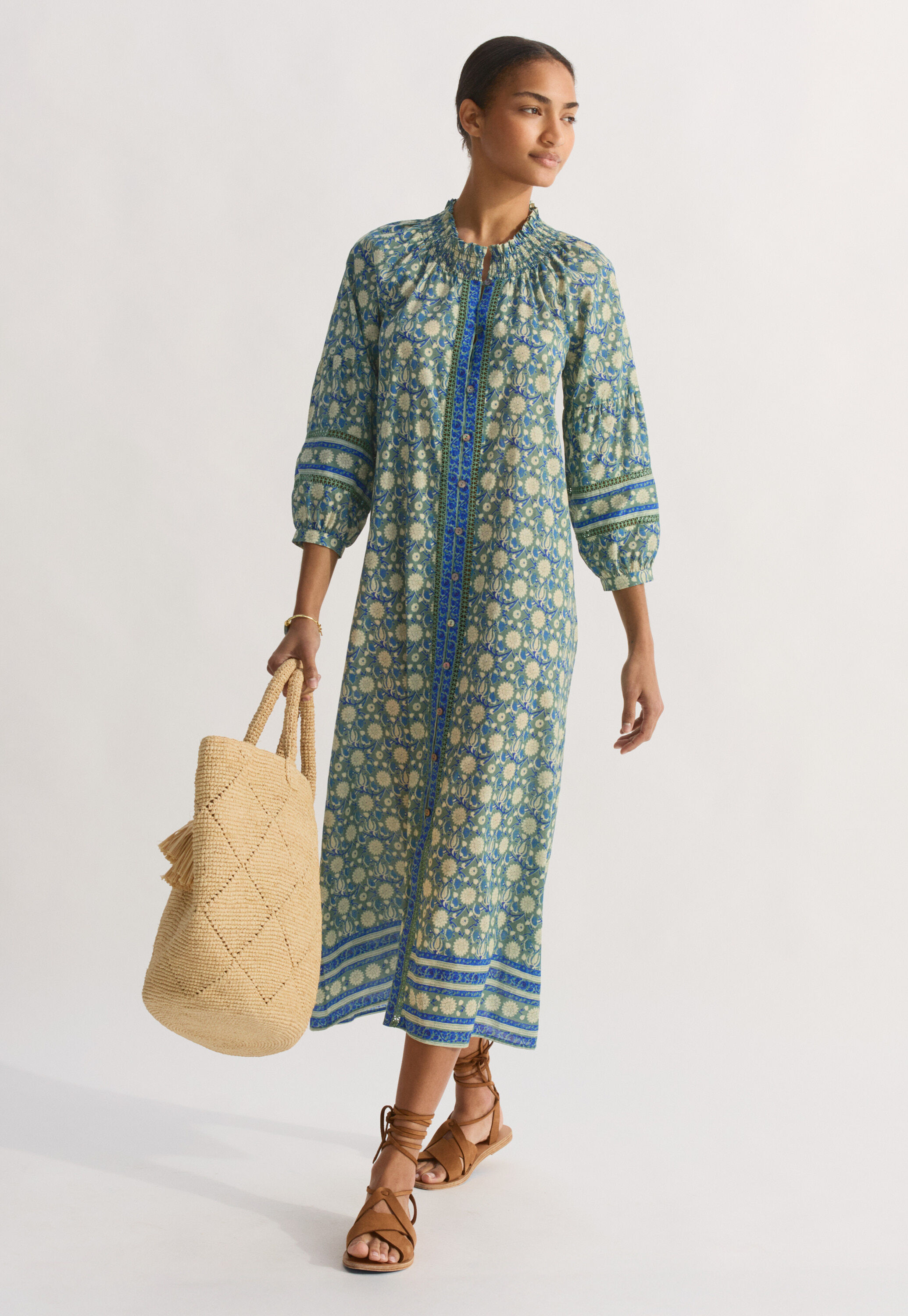 Placement-border printed dress