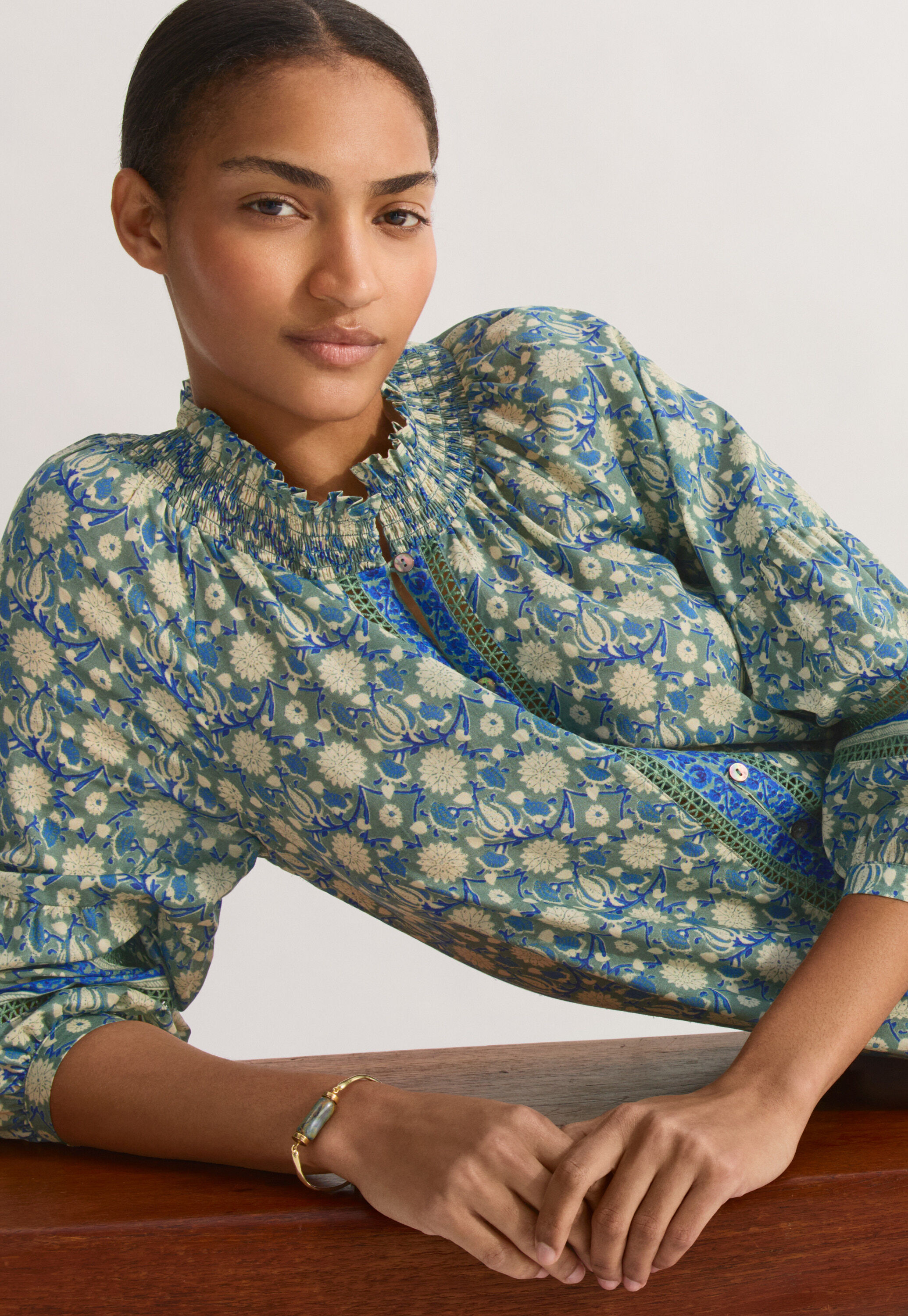 Placement-border printed dress