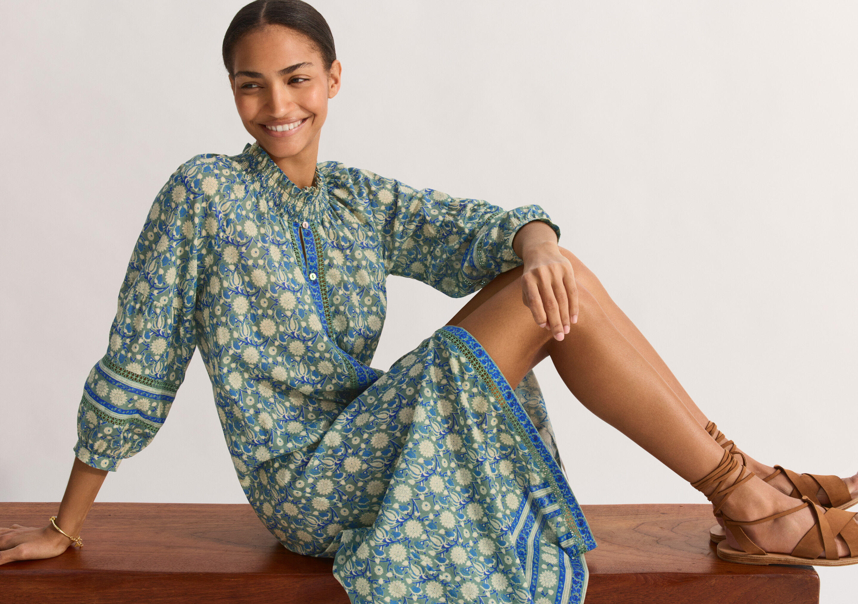 Placement-border printed dress