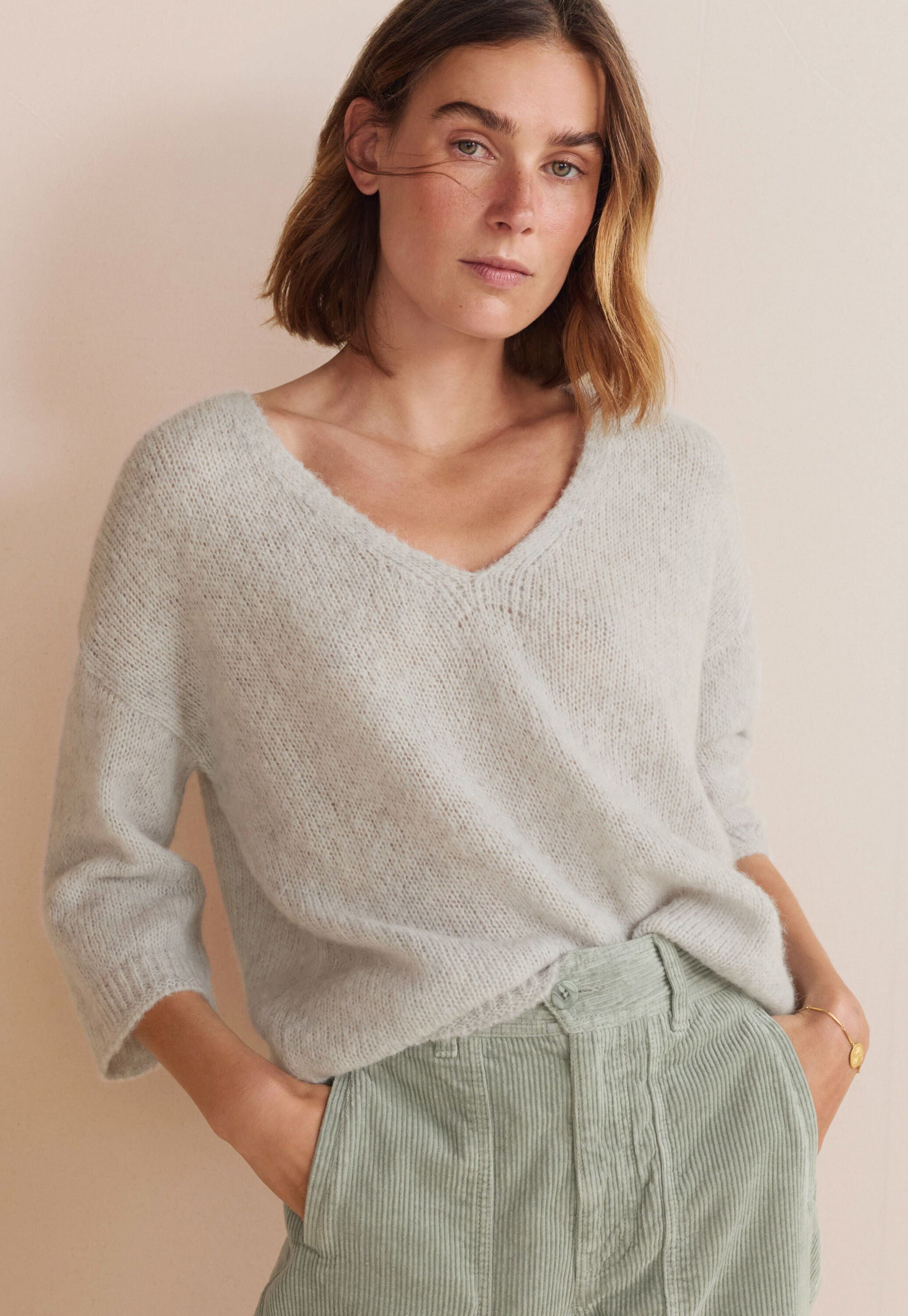Lace-stitch sweater