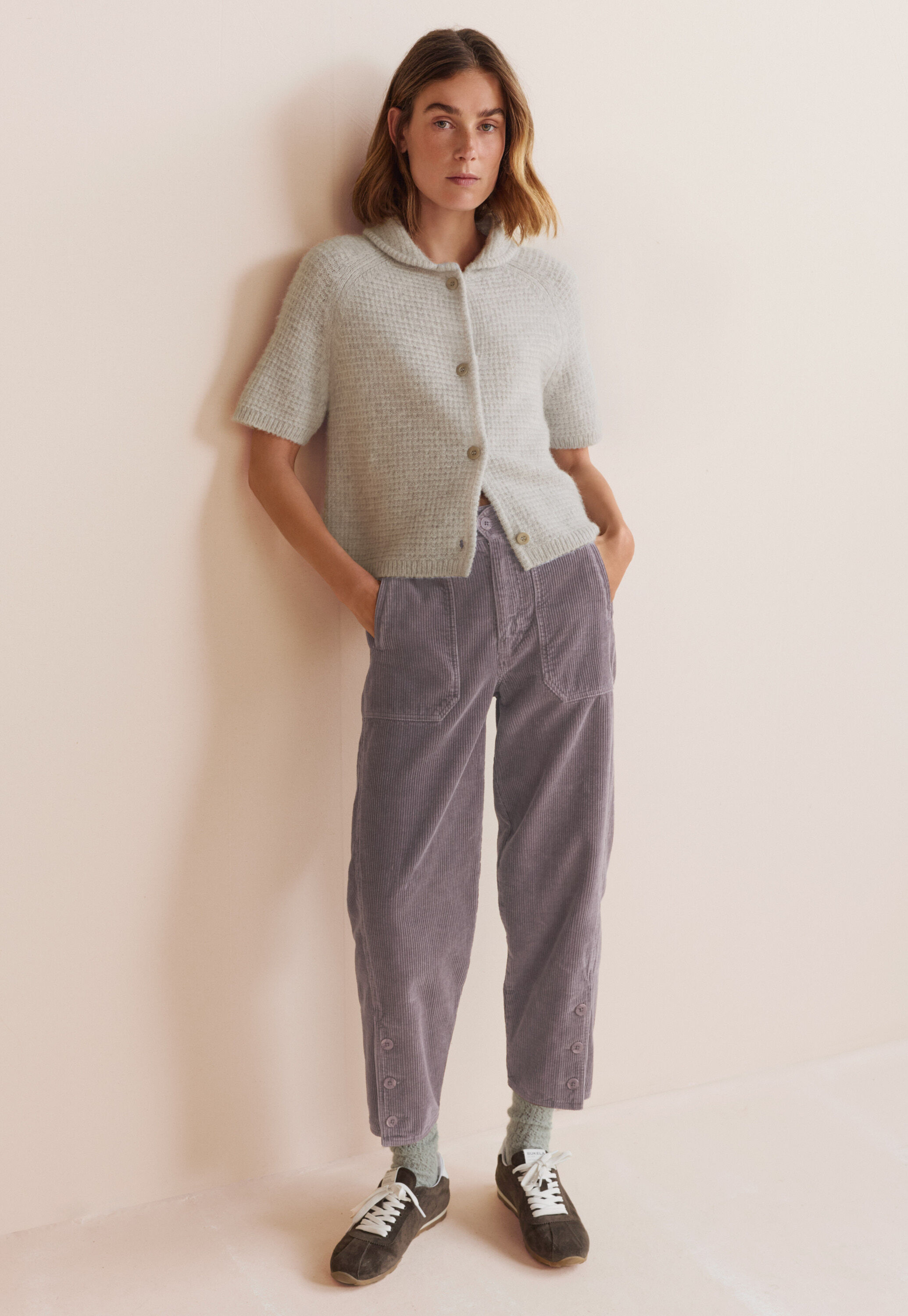 Waffle-stitch cardigan