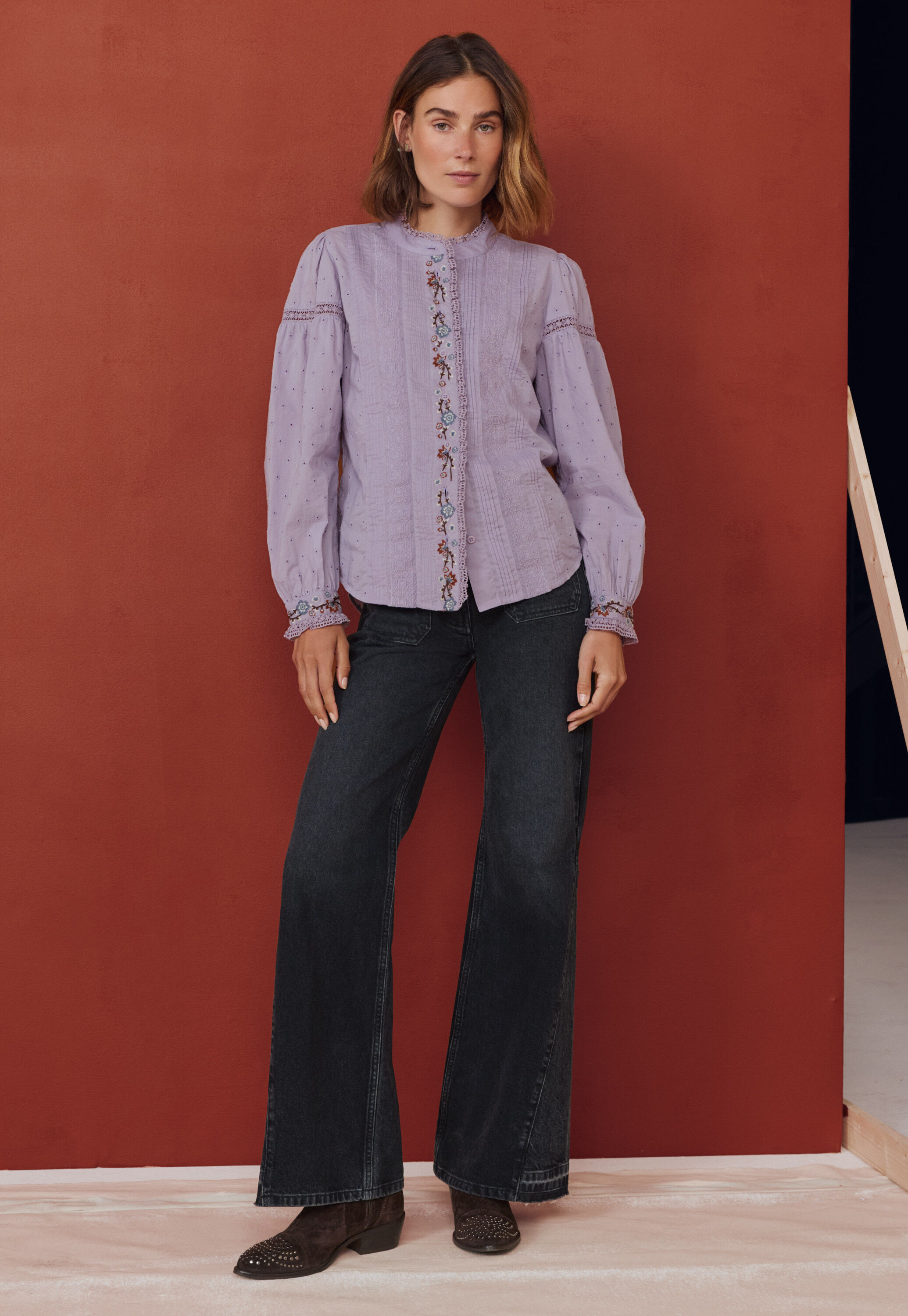Embroidered broderie blouse