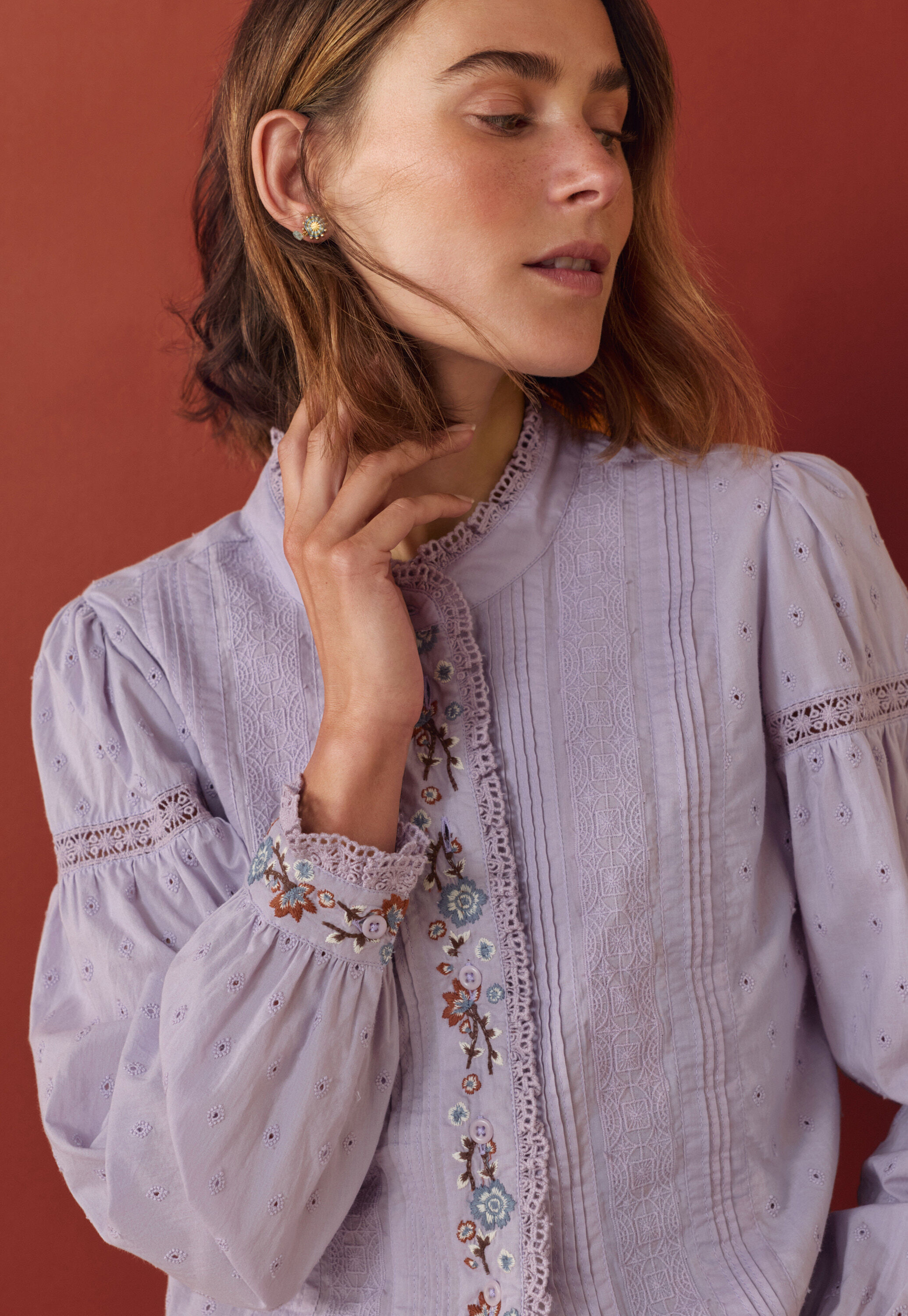 Embroidered broderie blouse