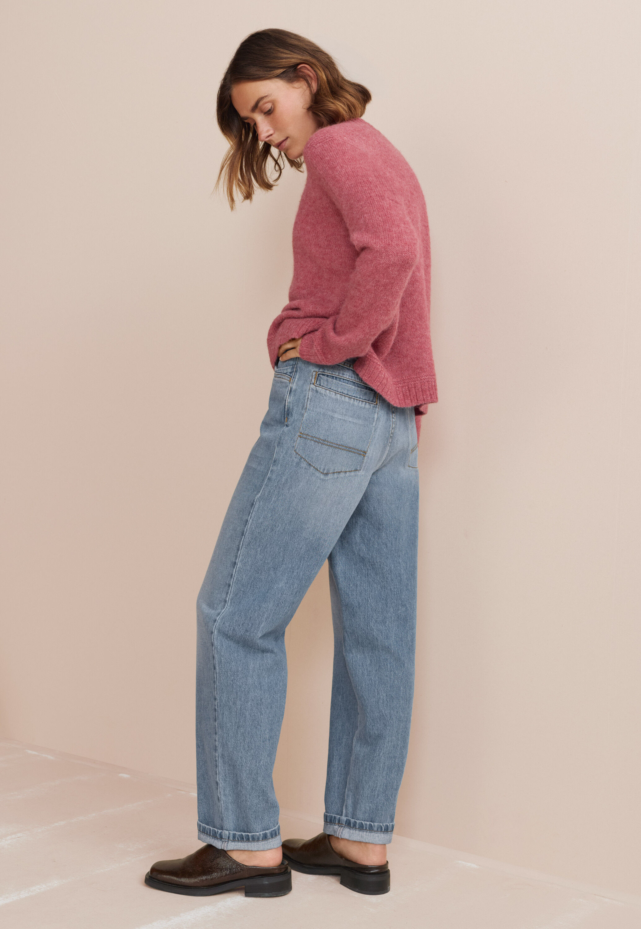 Wide-leg cord trousers