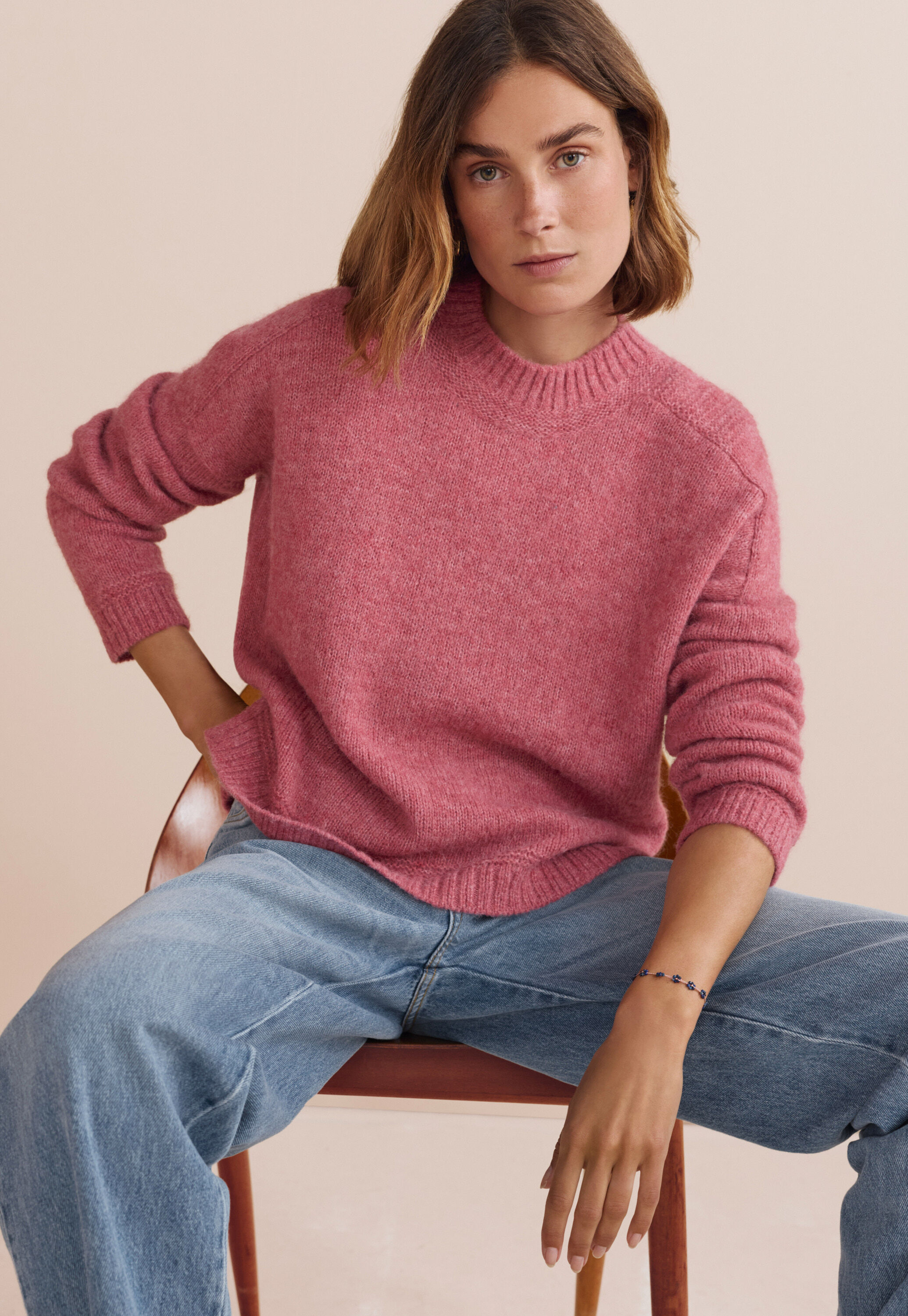 Lace-stitch sweater