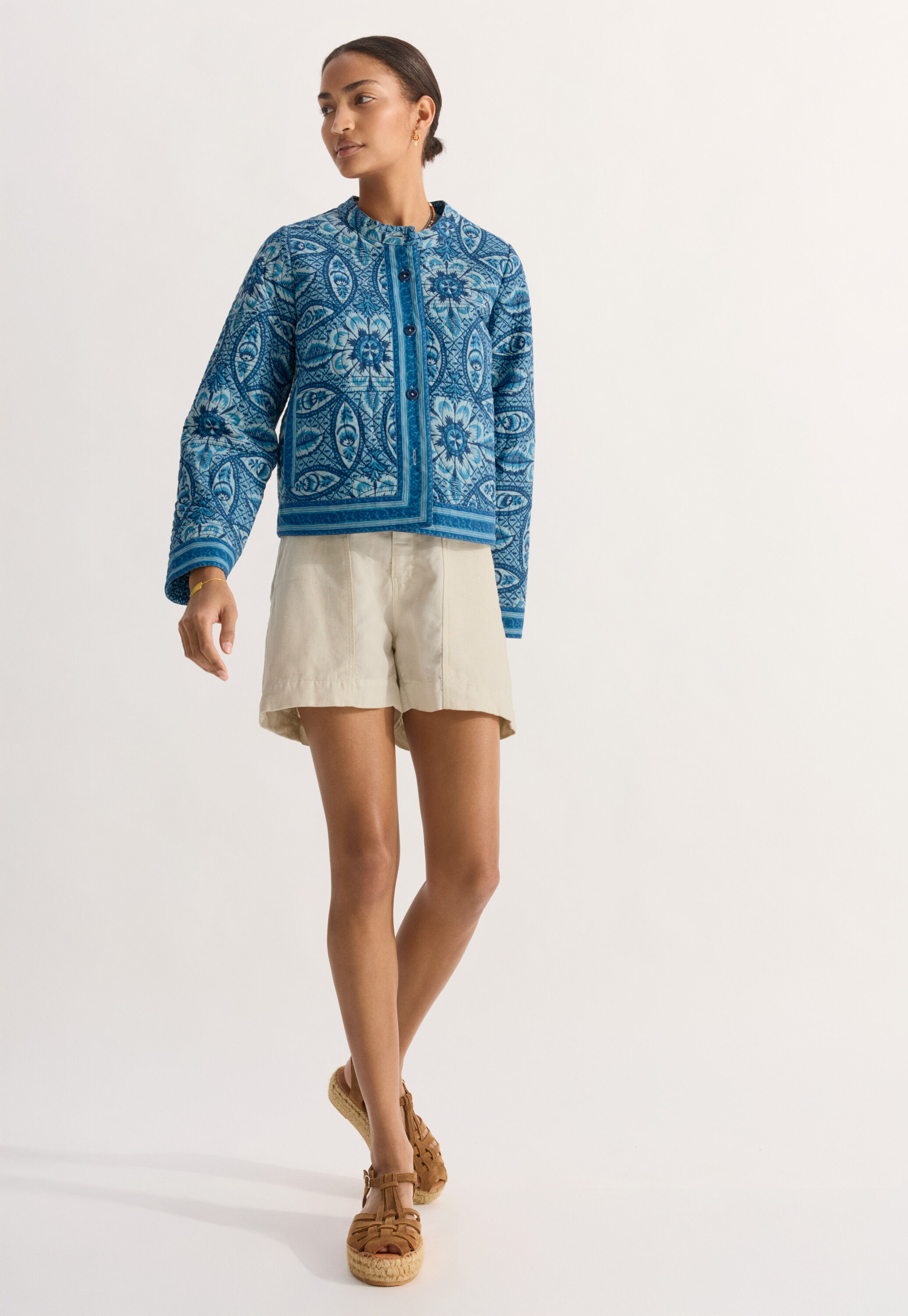 Statement printed jacket, Blue aqua, large