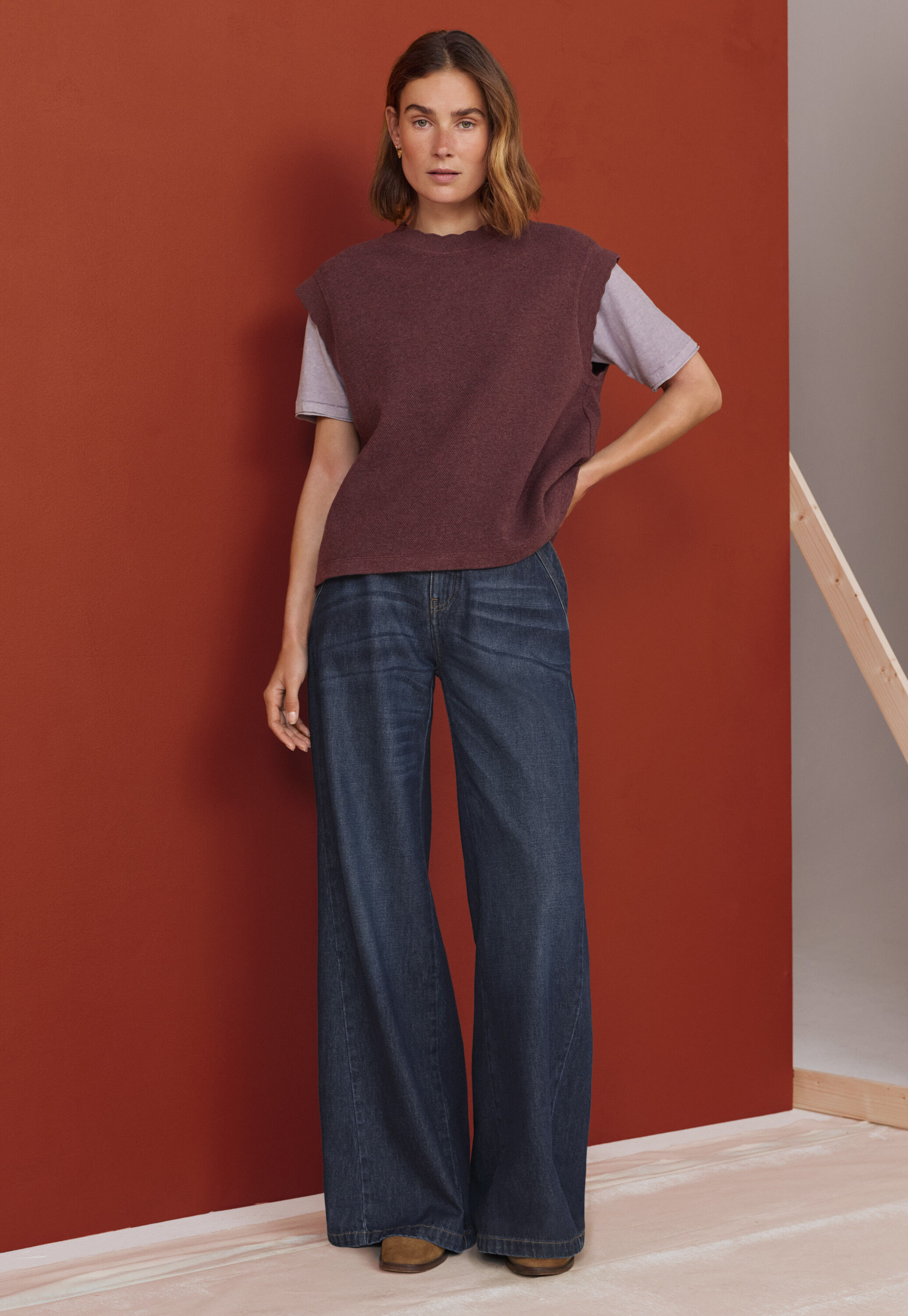 Sleeveless sweatshirt, Wine, large