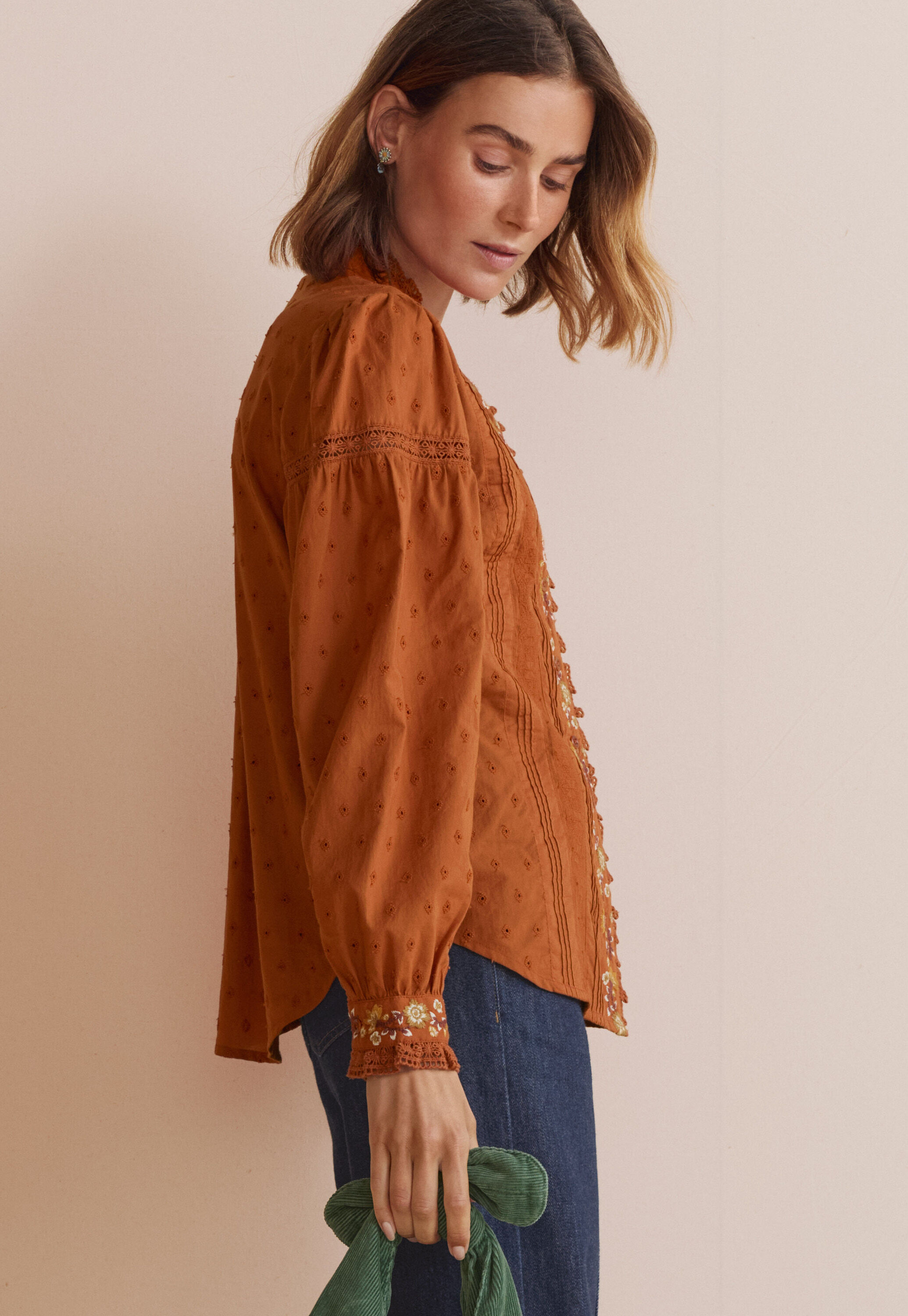 Embroidered broderie blouse