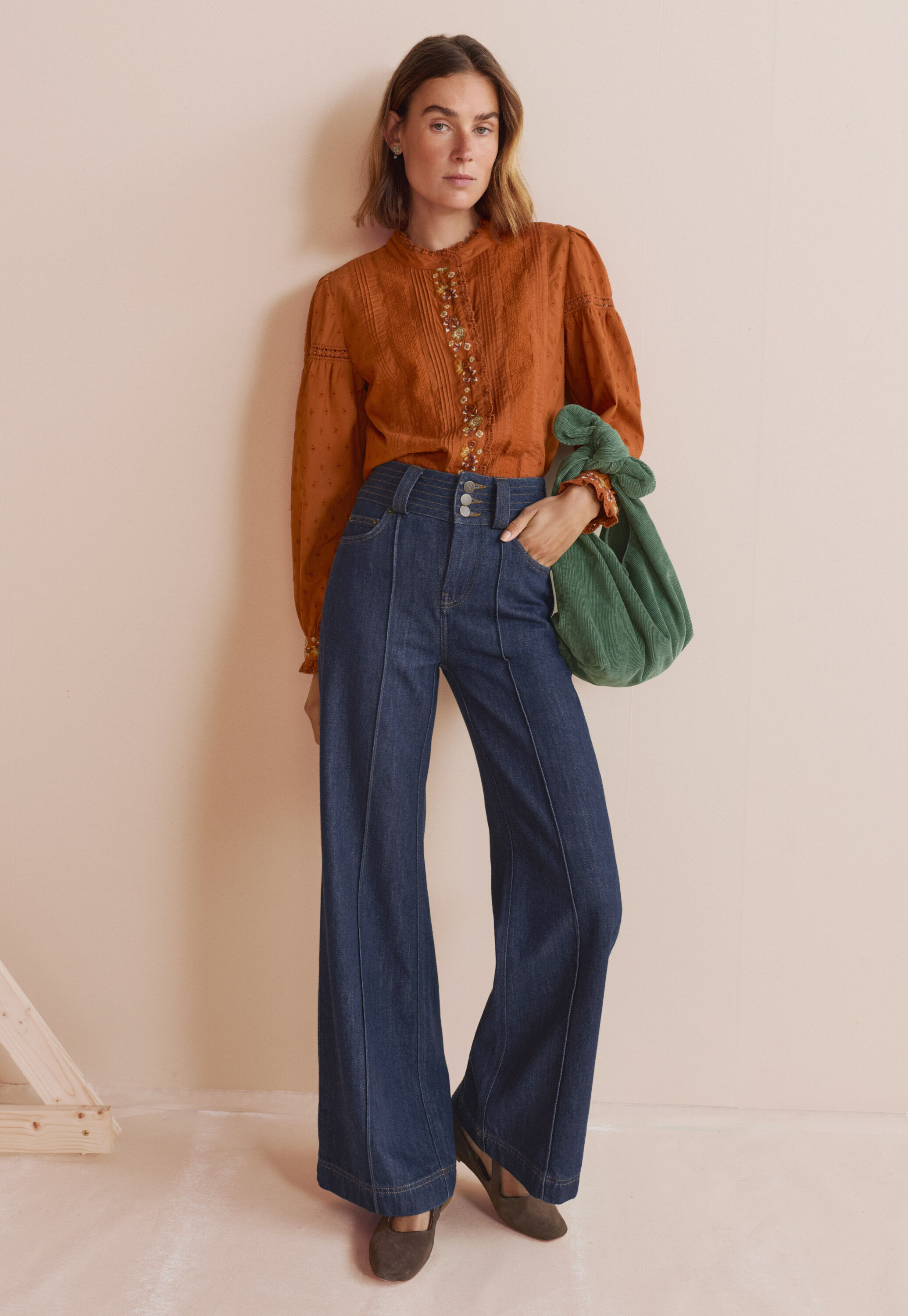 Drapey wide-leg jeans, Rinse wash, large