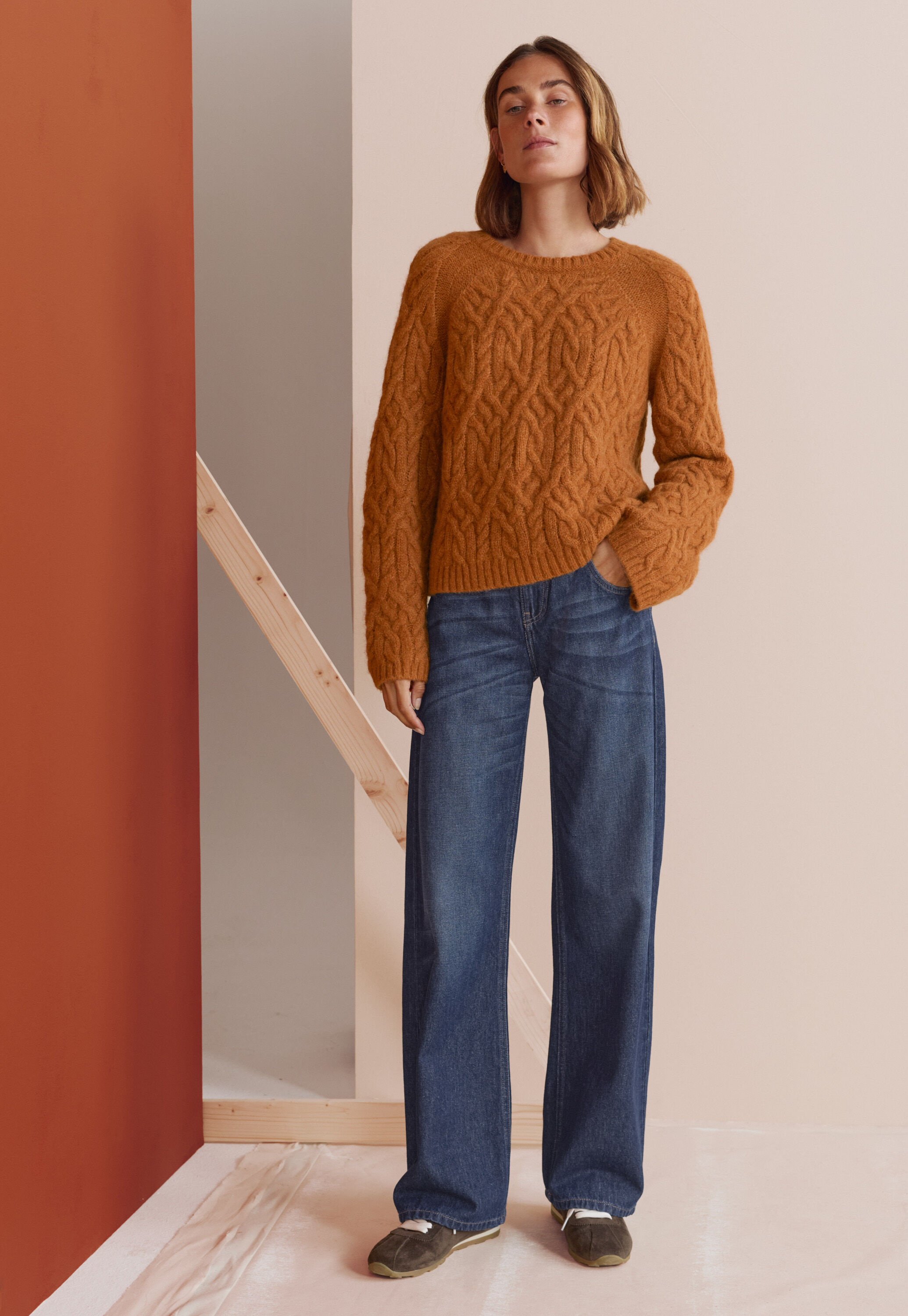 Cable-stitch sweater, Marmalade, large