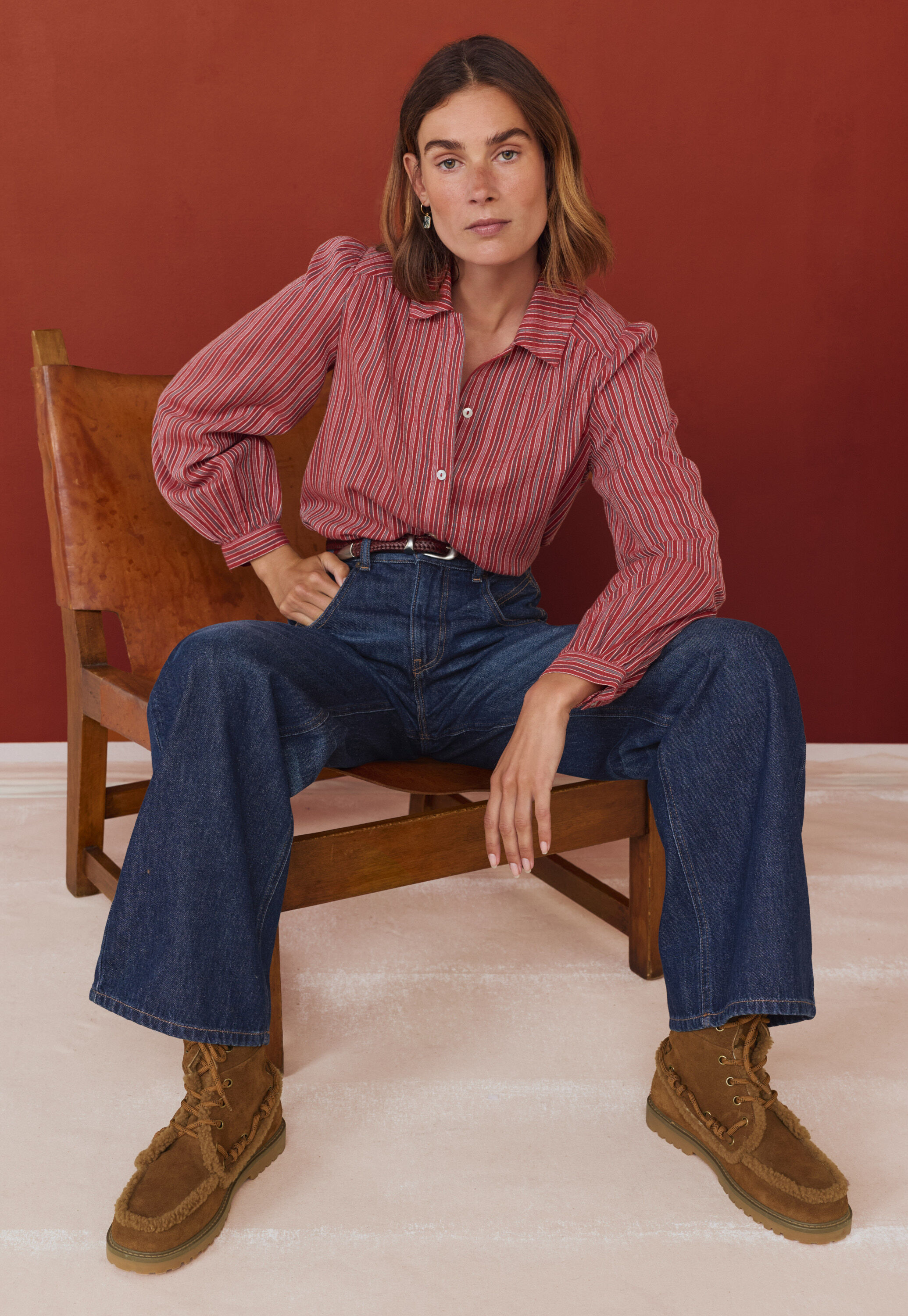 Striped blouse, Ruby, large
