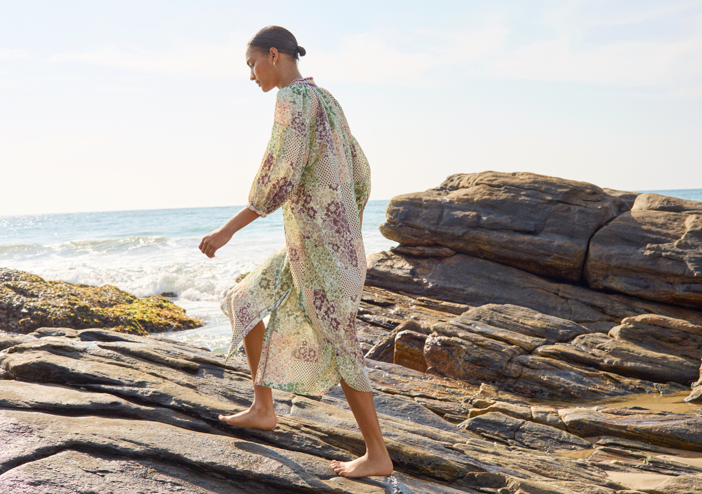 Patch print kaftan