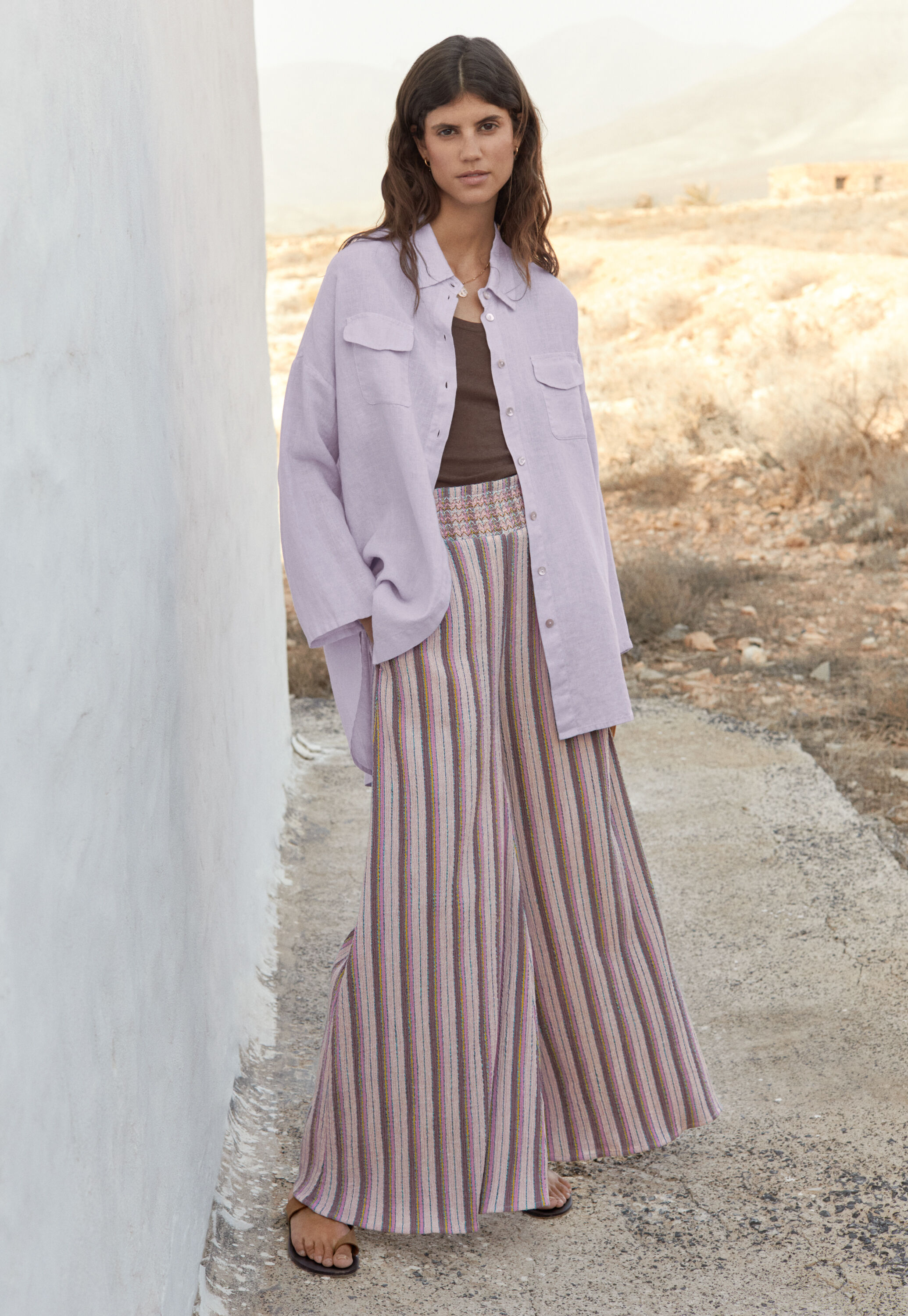 Wide-leg cord trousers