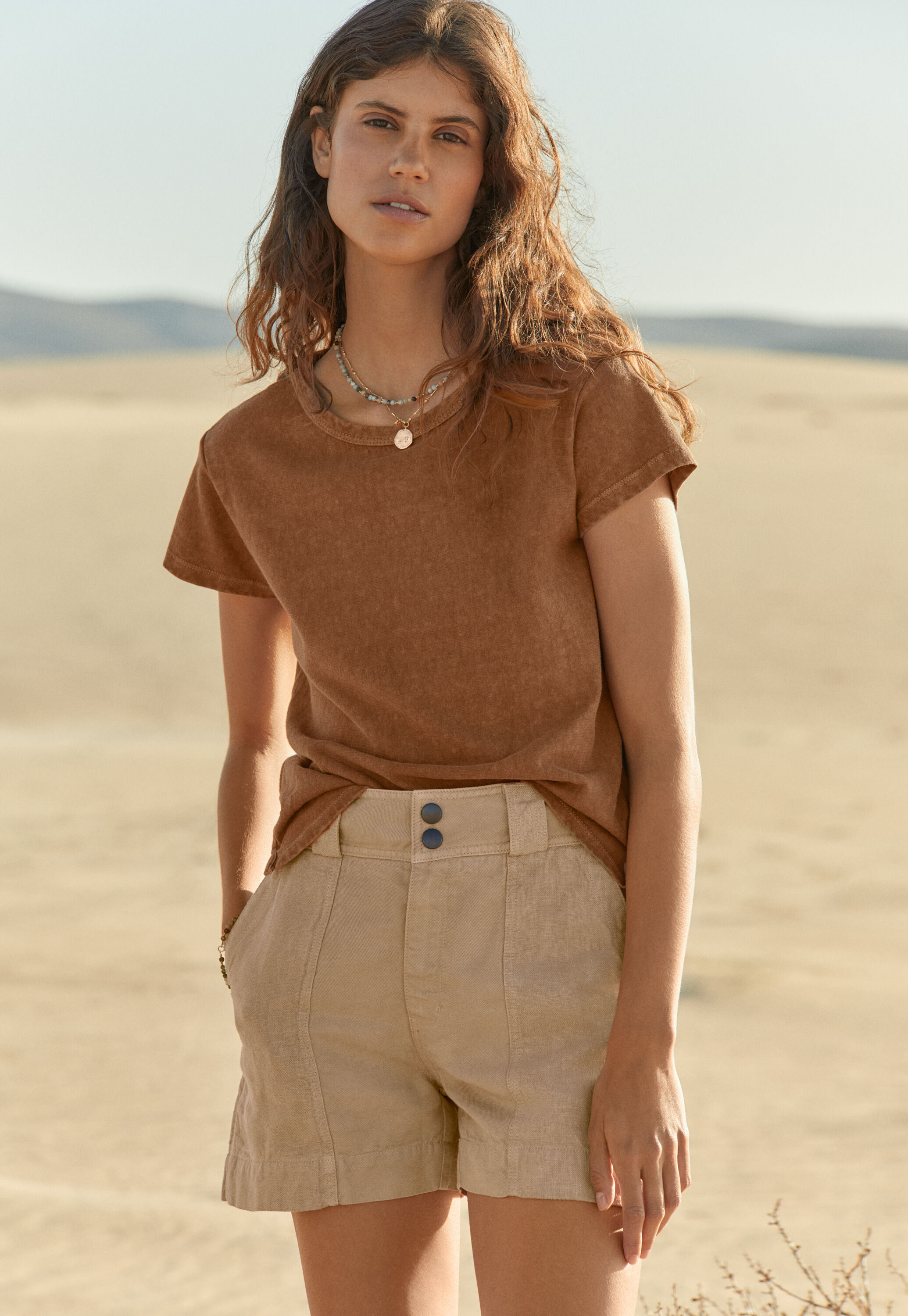 Contrast-fabric shorts