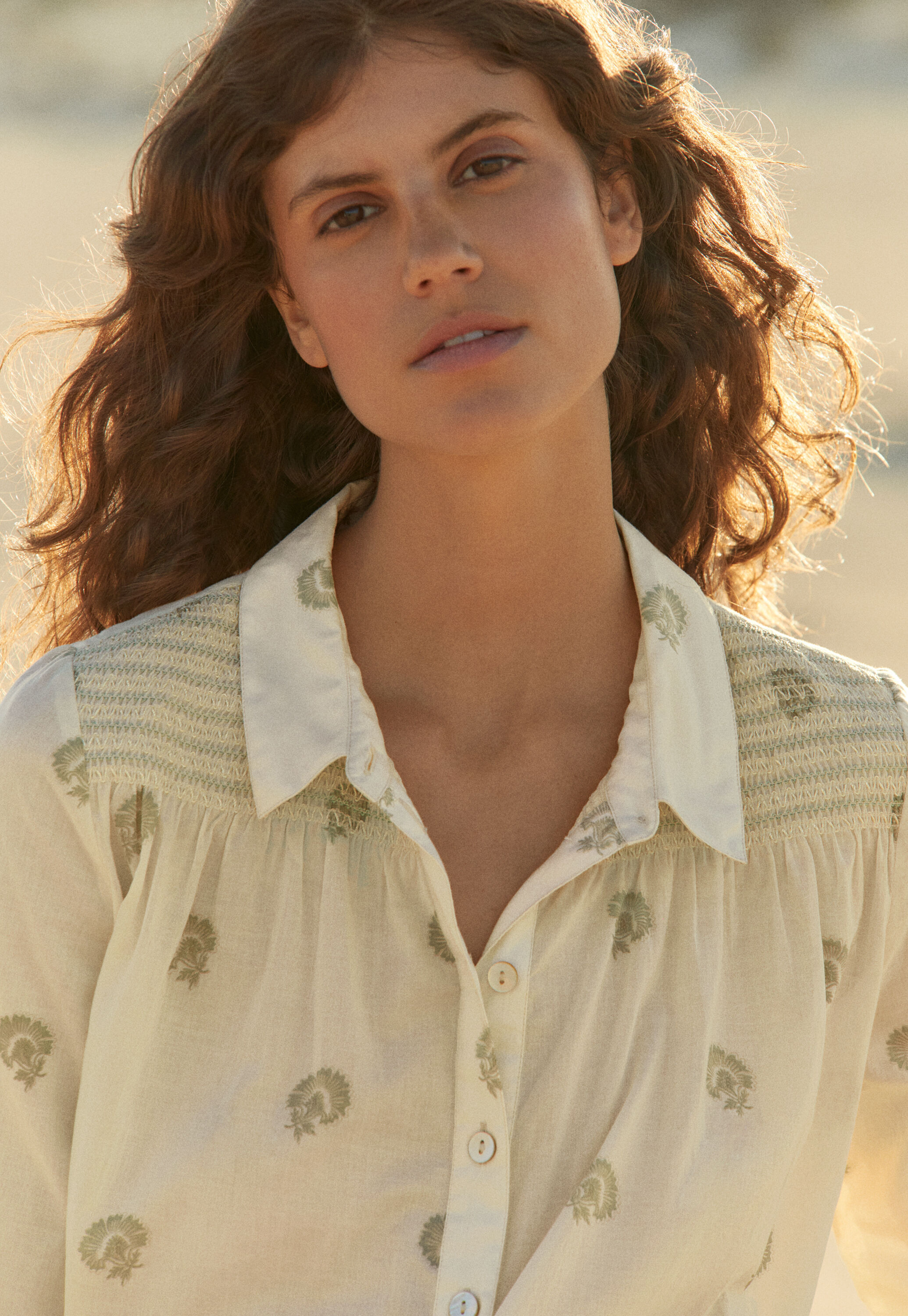 Shirring-detail shirt