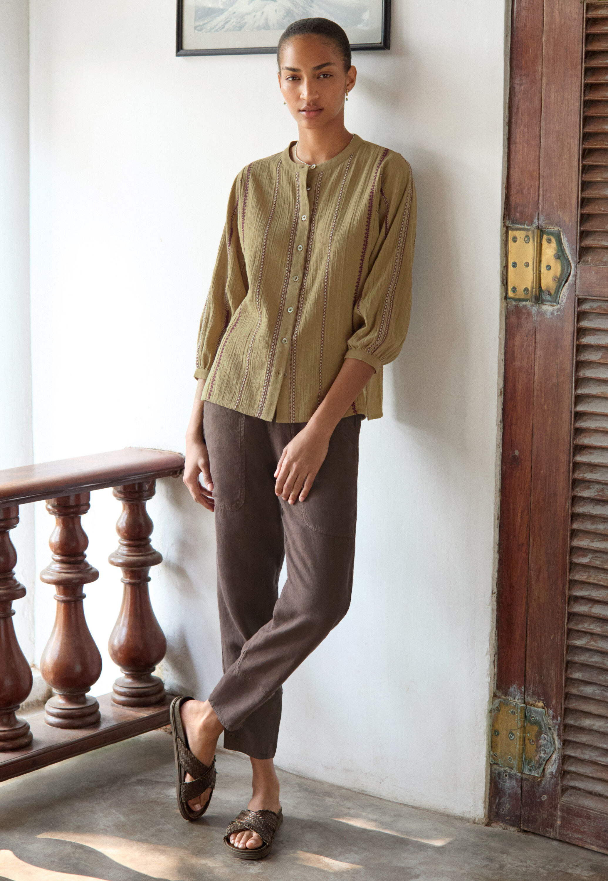 Wide-leg cord trousers