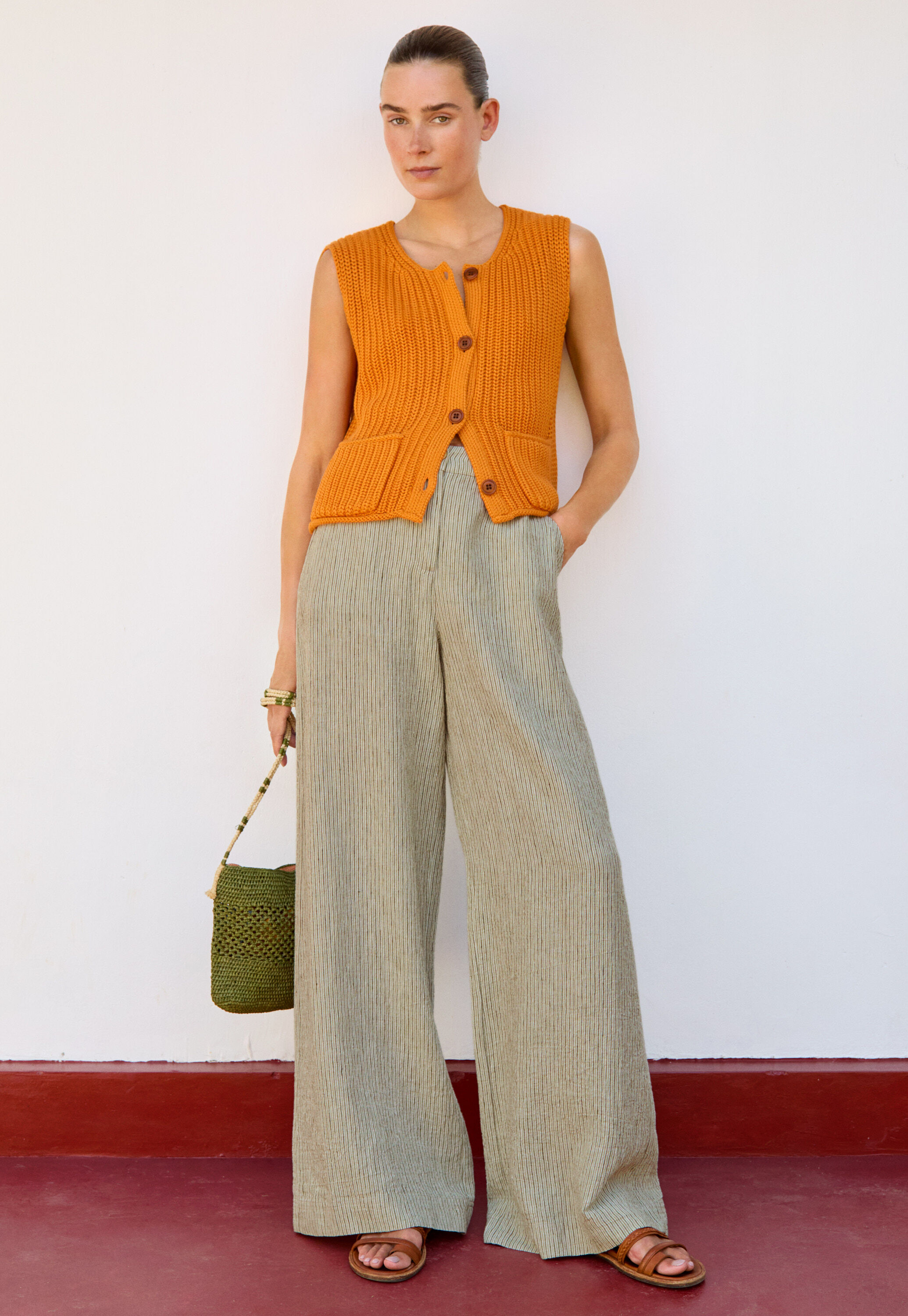 Wide-leg cord trousers