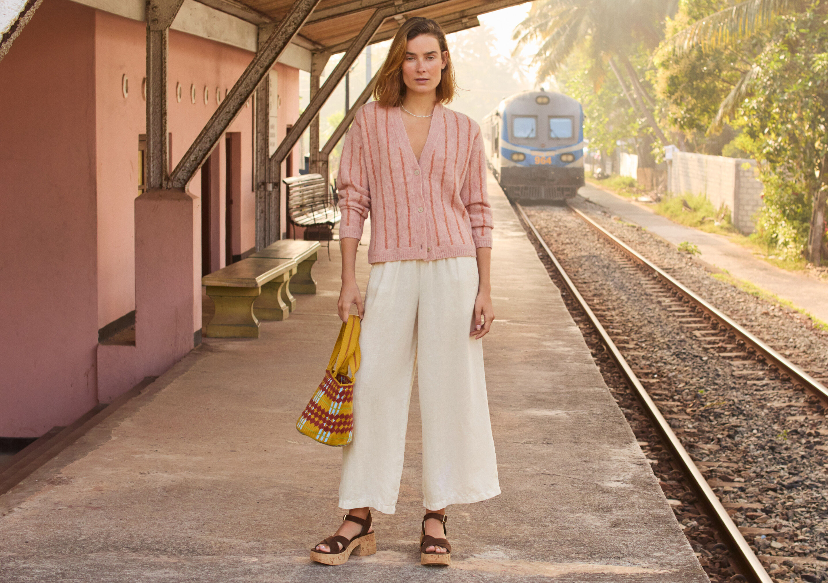 Wide-leg cord trousers