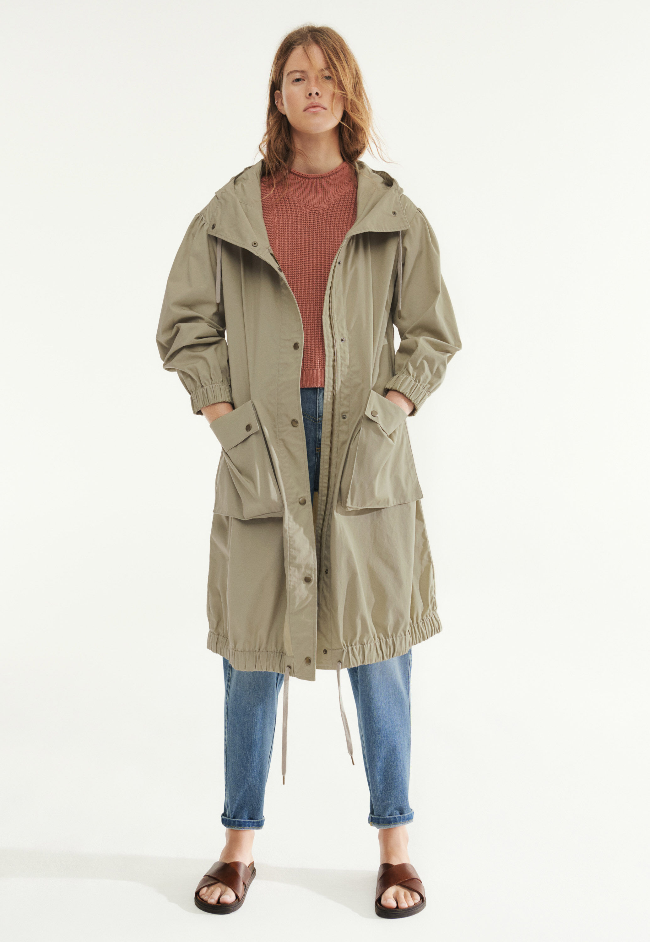 Water-resistant parka, Sage, large