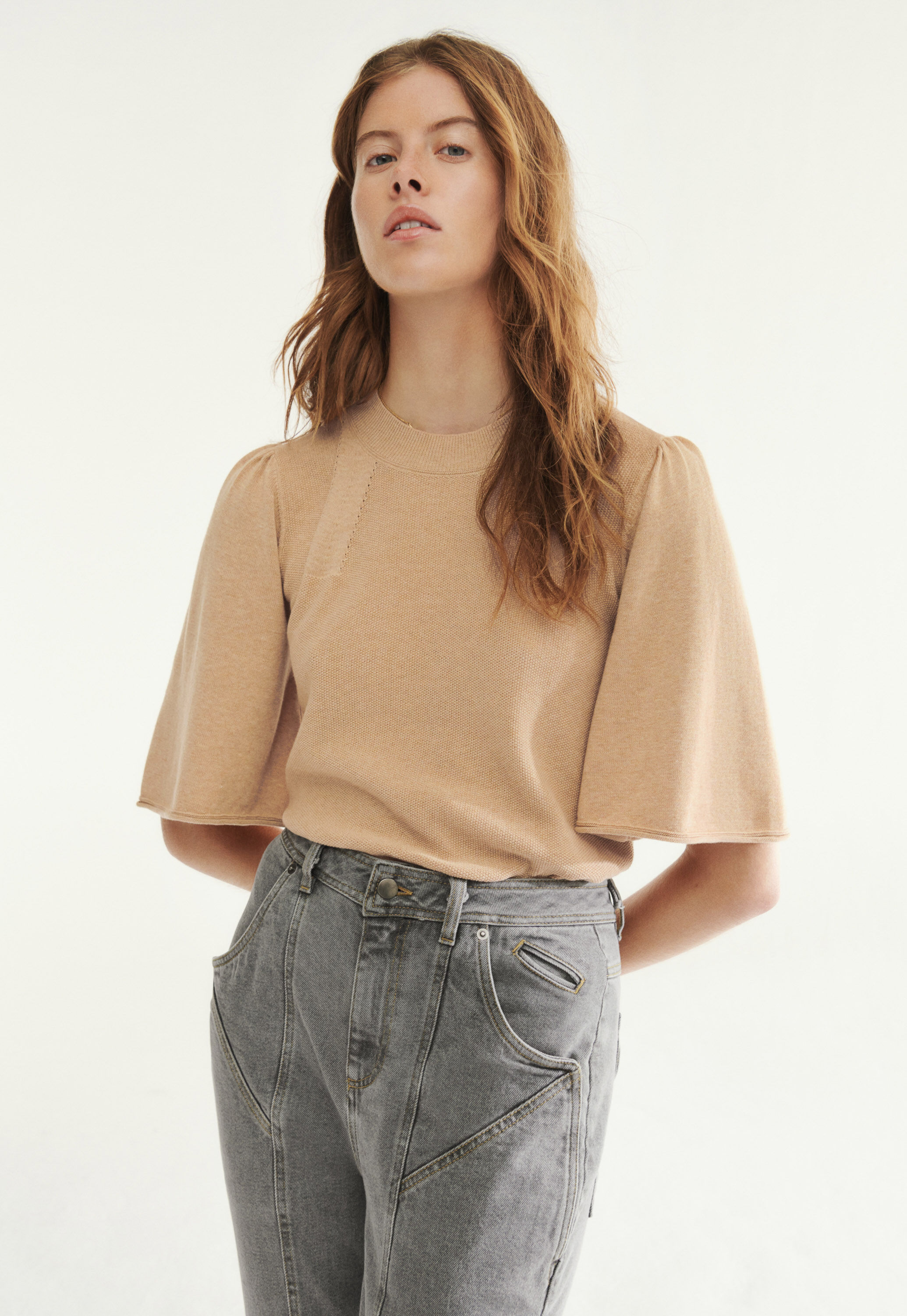 Lace-stitch sweater